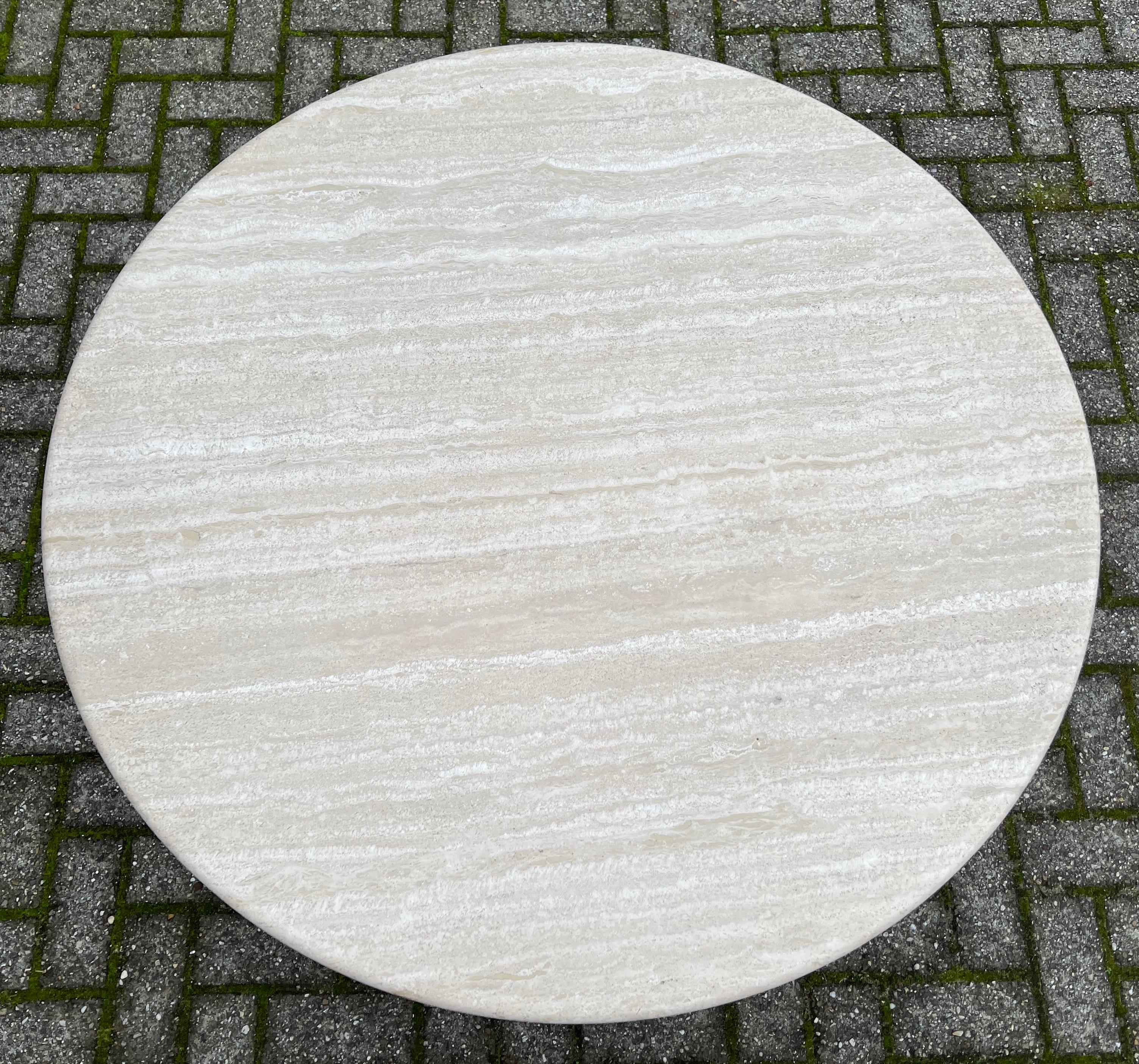 Large Size Mid-Century Art Deco Style Travertine Round Coffee or Cocktail Table 4