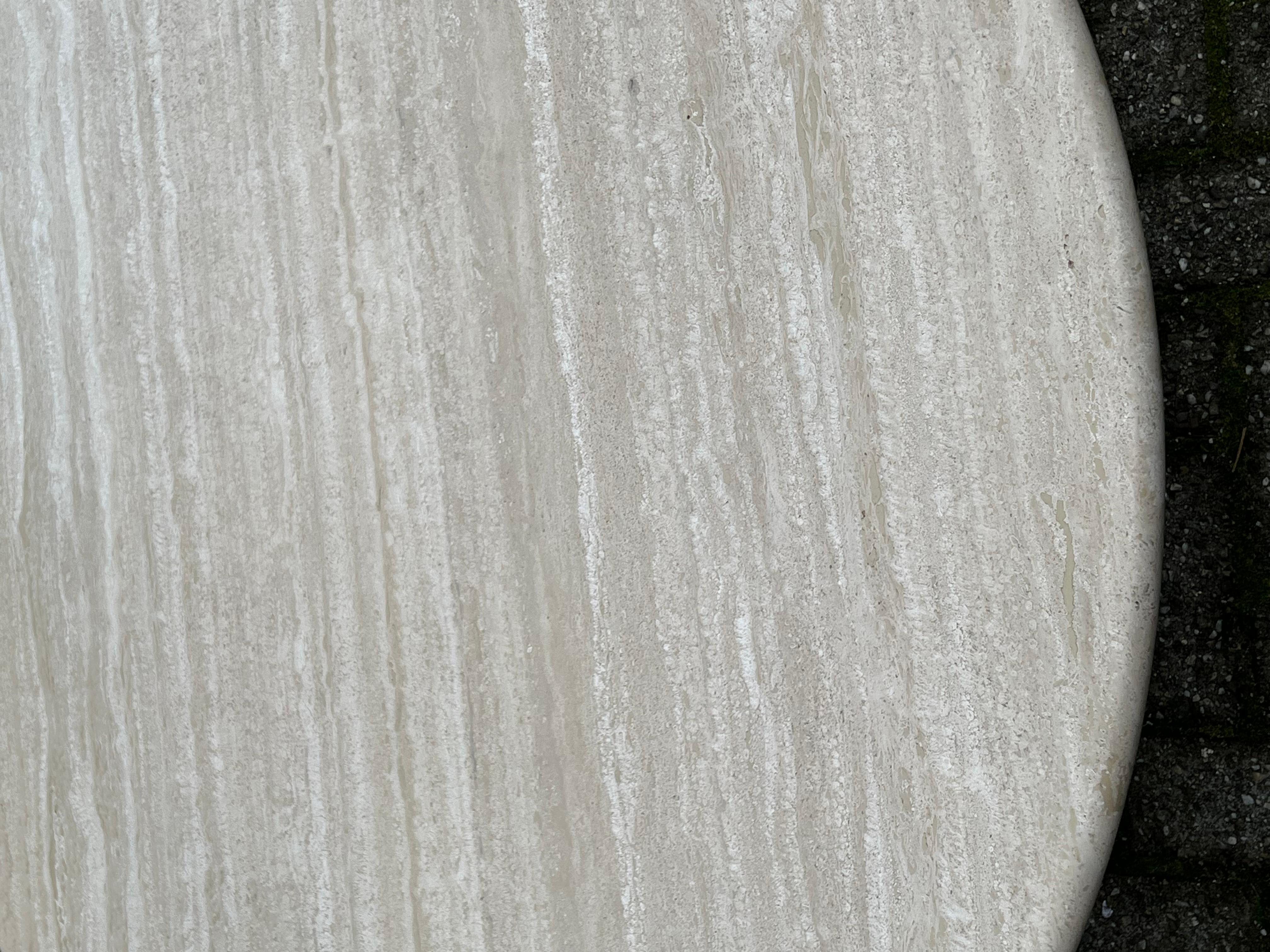 Large Size Mid-Century Art Deco Style Travertine Round Coffee or Cocktail Table 5