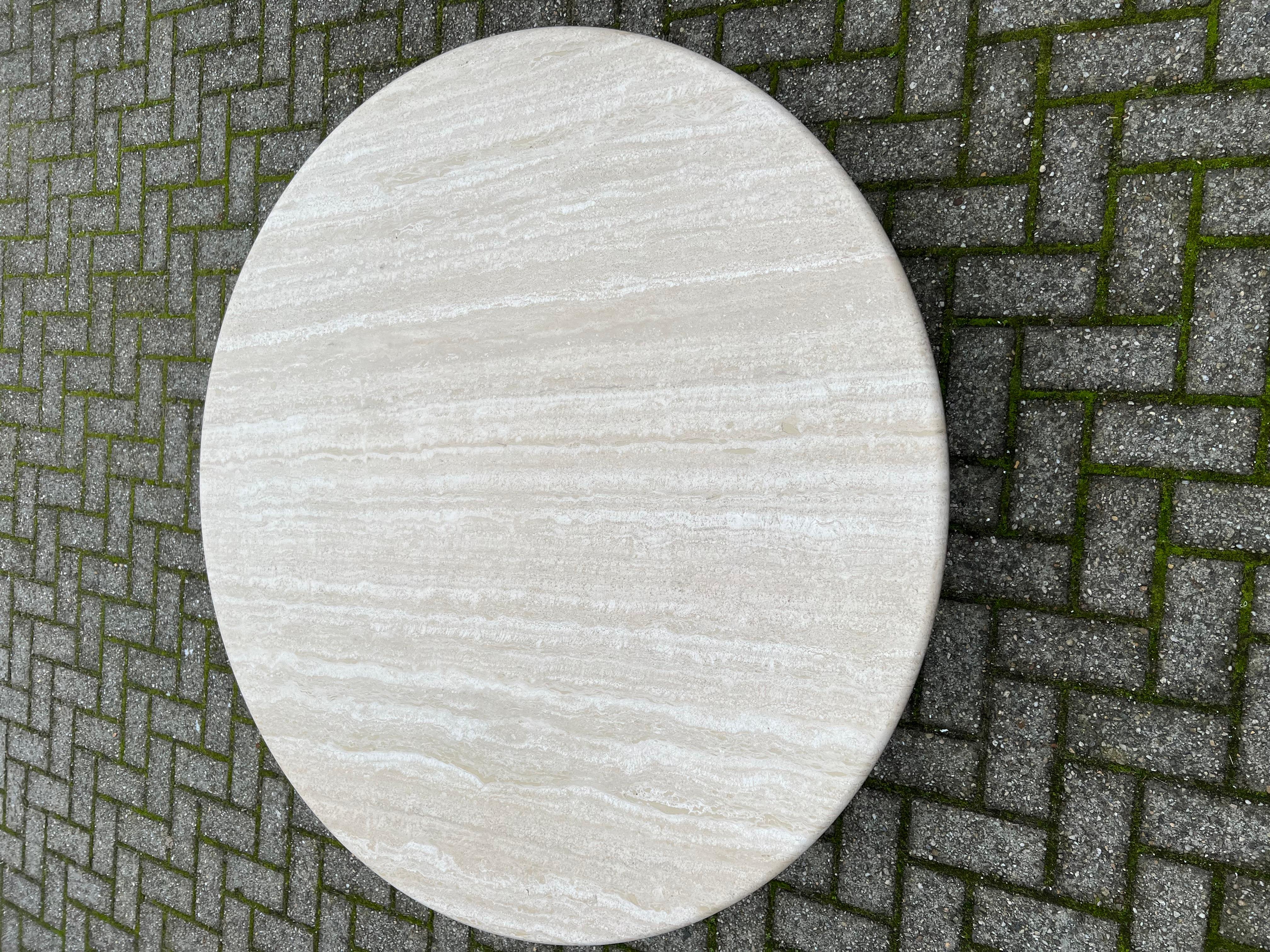 Large Size Mid-Century Art Deco Style Travertine Round Coffee or Cocktail Table 8