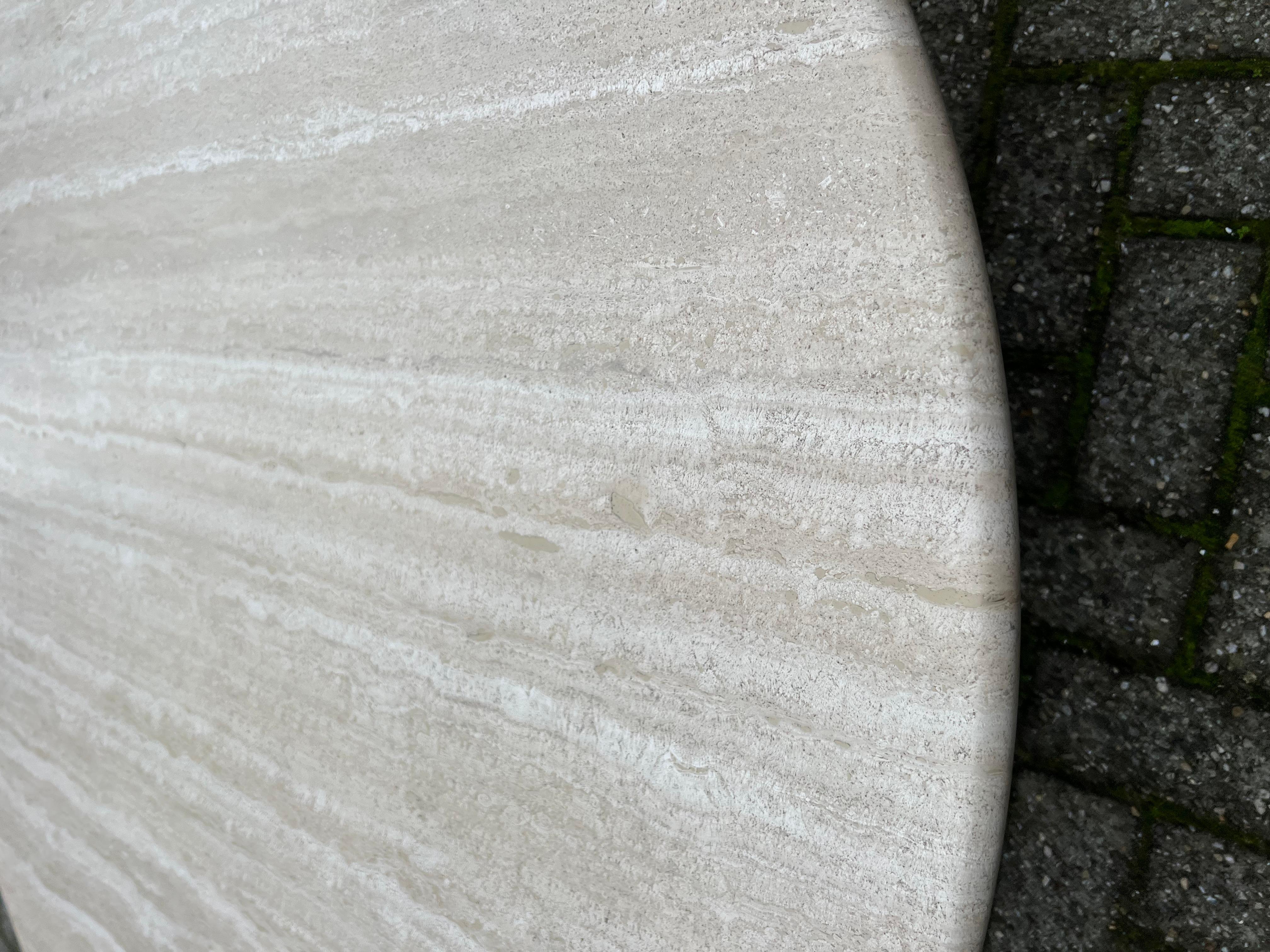 Large Size Mid-Century Art Deco Style Travertine Round Coffee or Cocktail Table 9