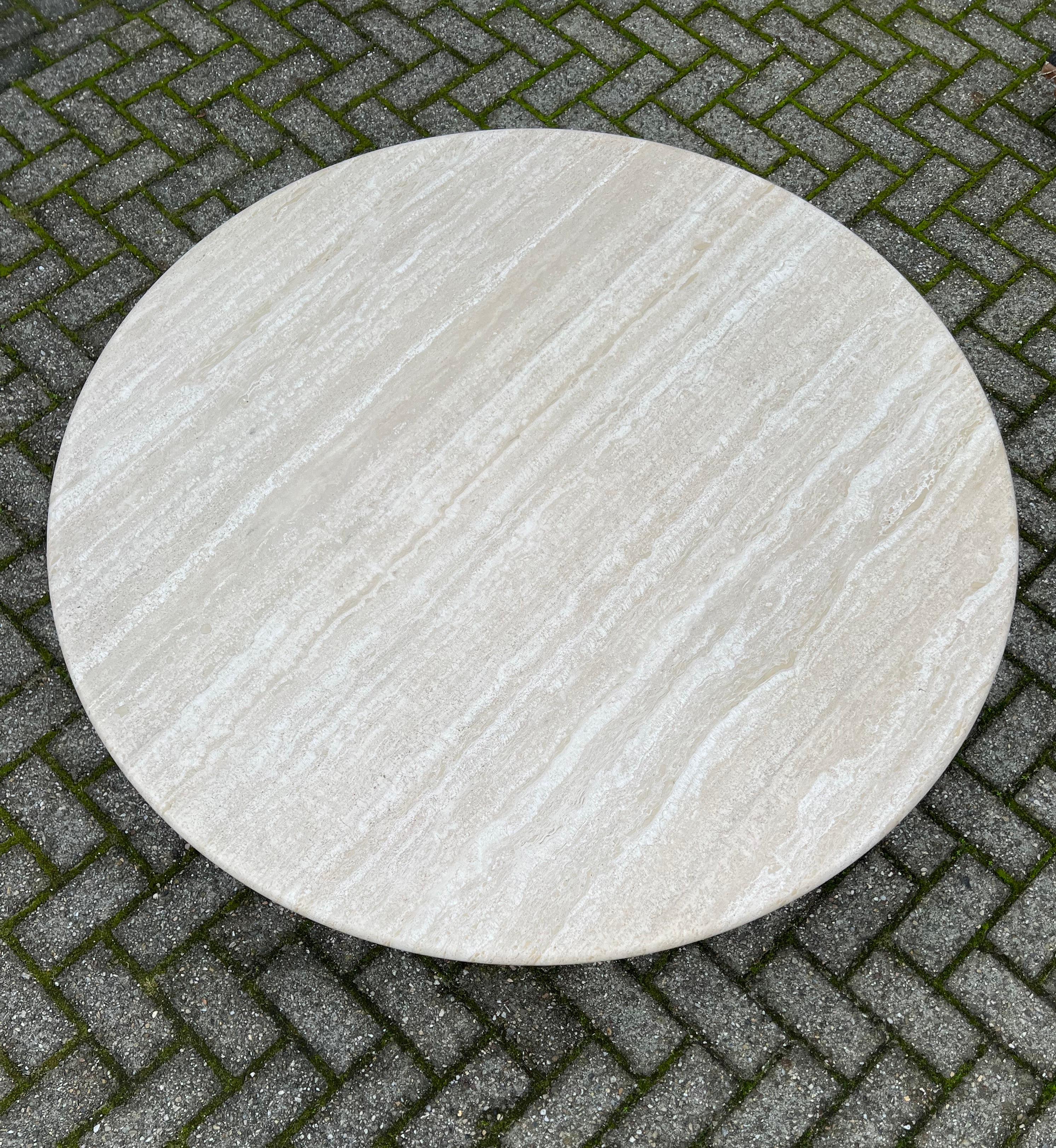 Mid-Century Modern Large Size Mid-Century Art Deco Style Travertine Round Coffee or Cocktail Table