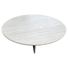Large Size Mid-Century Art Deco Style Travertine Round Coffee or Cocktail Table