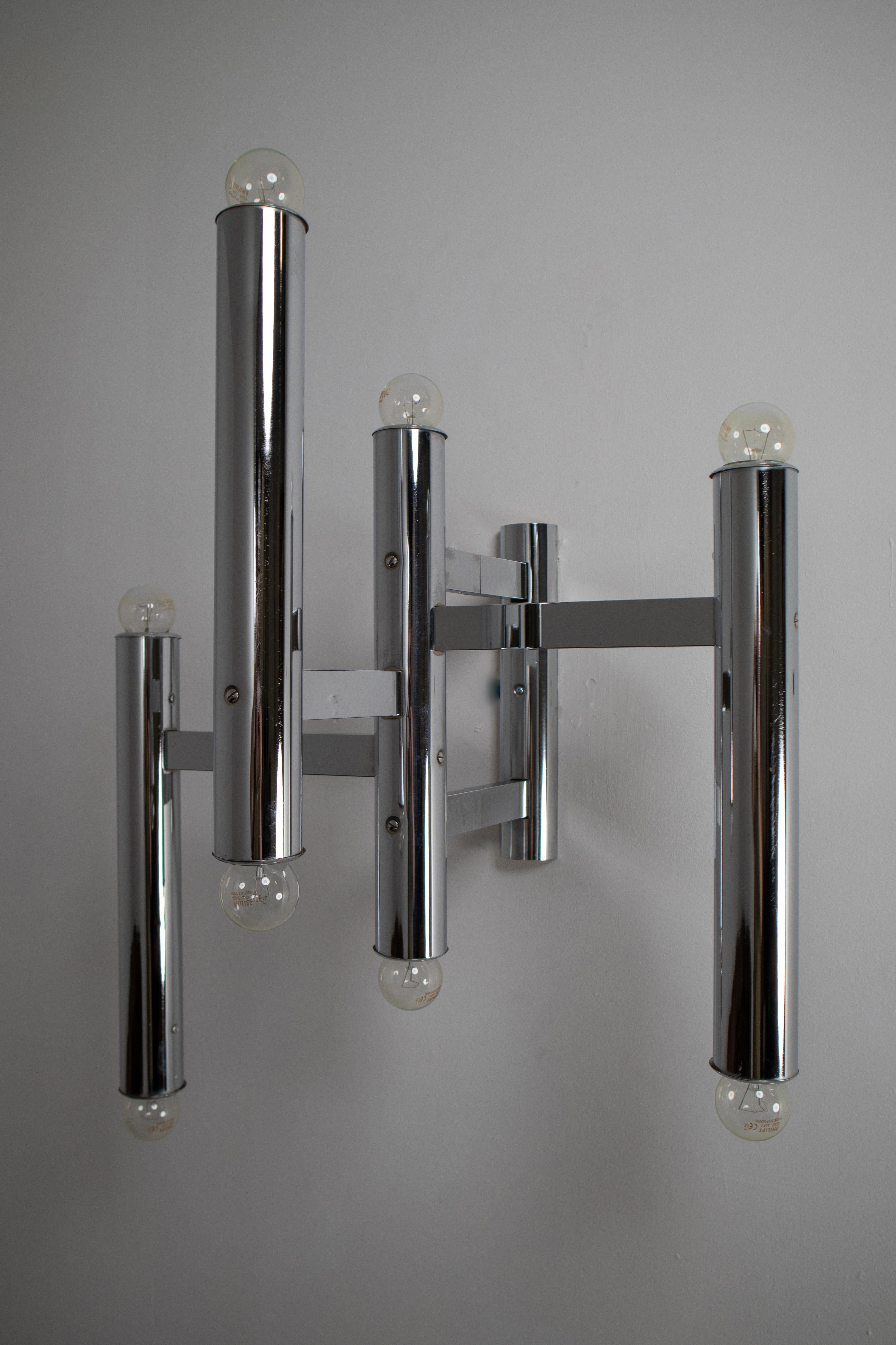 Late 20th Century Large Size Mid-Century Chrome Wall Lights by Staff Leuchten, Germany, 1970s For Sale
