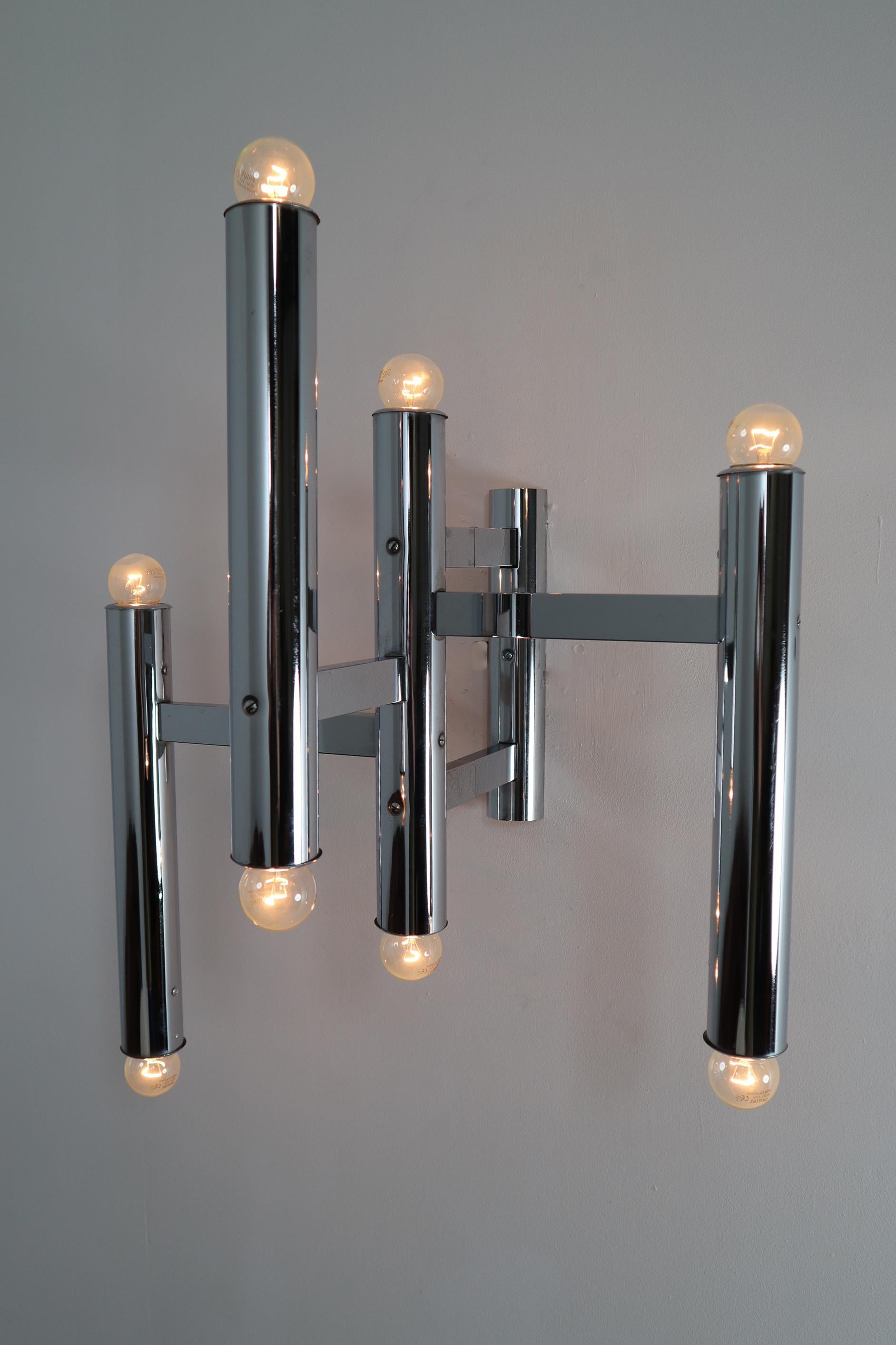 Large Size Mid-Century Chrome Wall Lights by Staff Leuchten, Germany, 1970s For Sale 2