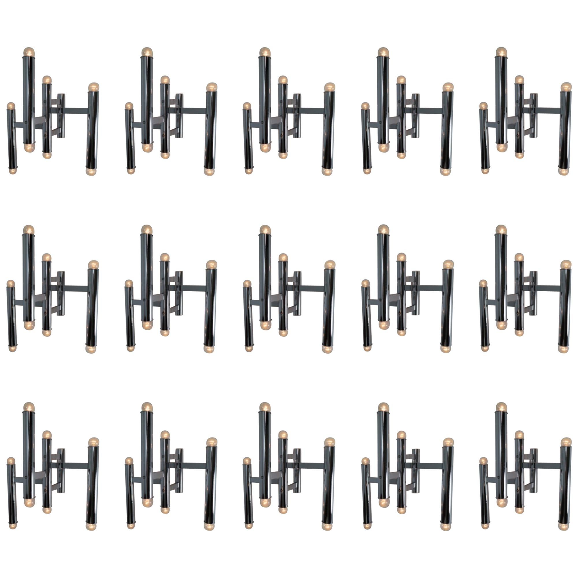 Apliques de pared cromados de gran tamaño de mediados de siglo de Staff Leuchten, Alemania, década de 1970