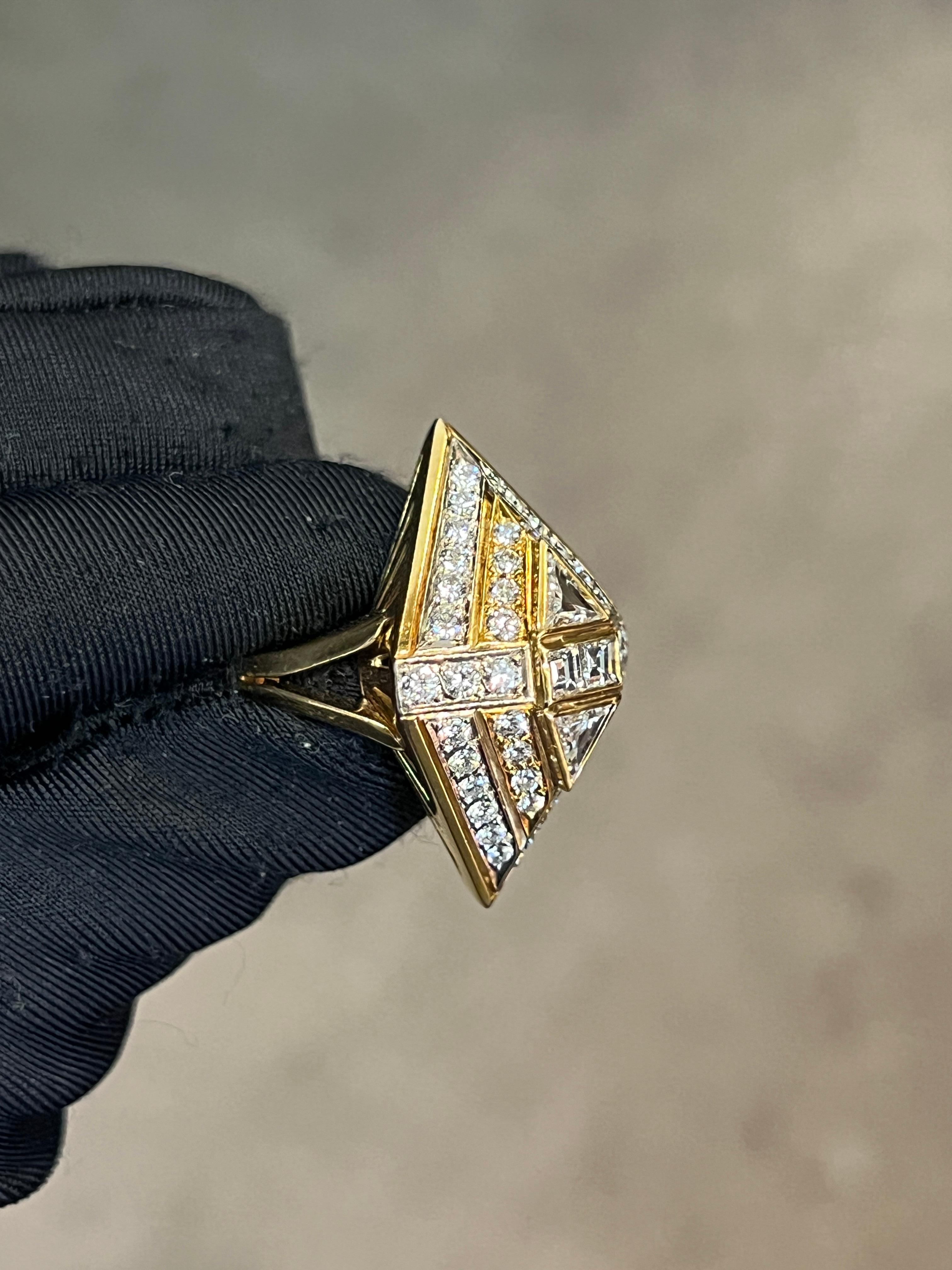 Women's or Men's Large Size Navette Diamond Ring For Sale