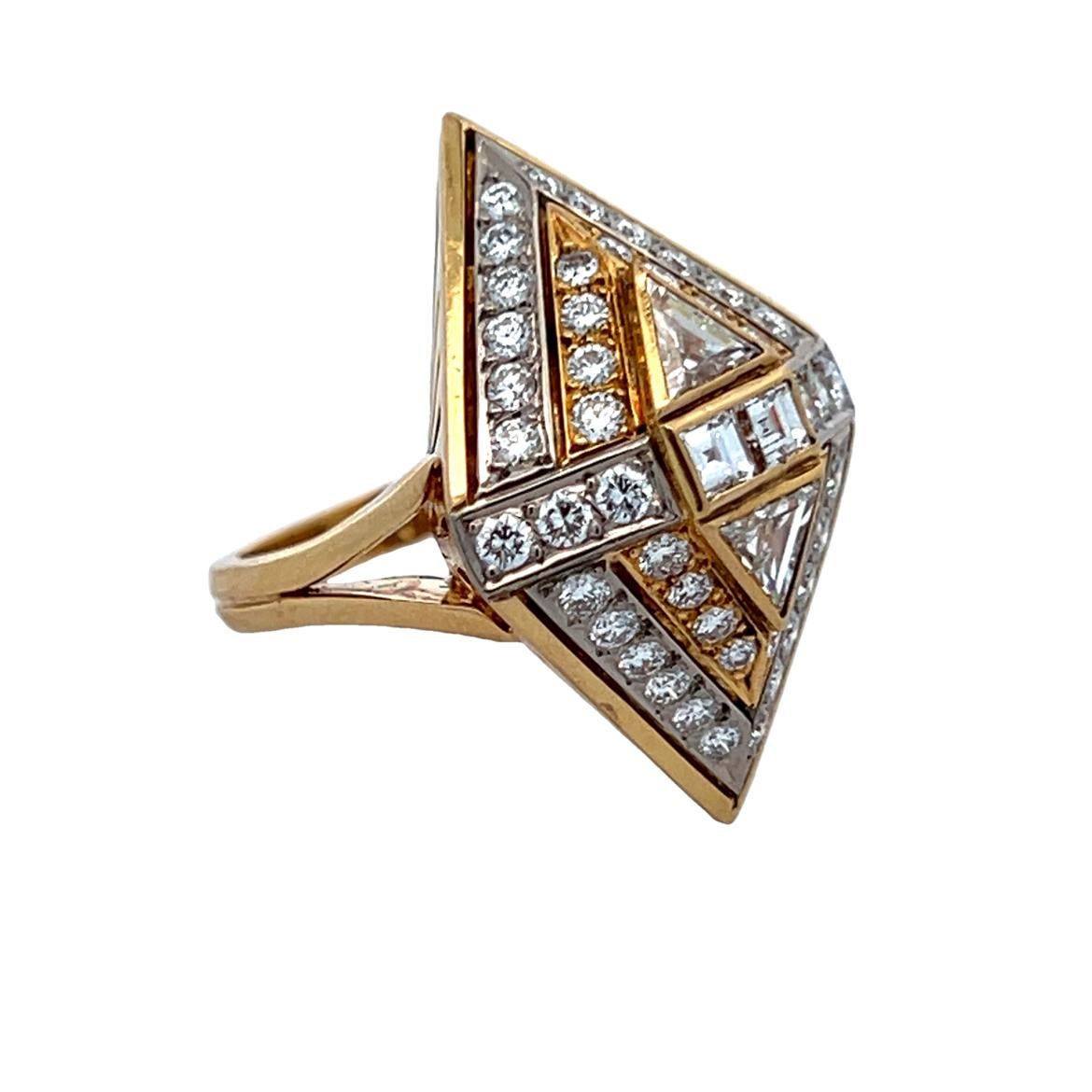 Large Size Navette Diamond Ring For Sale 1