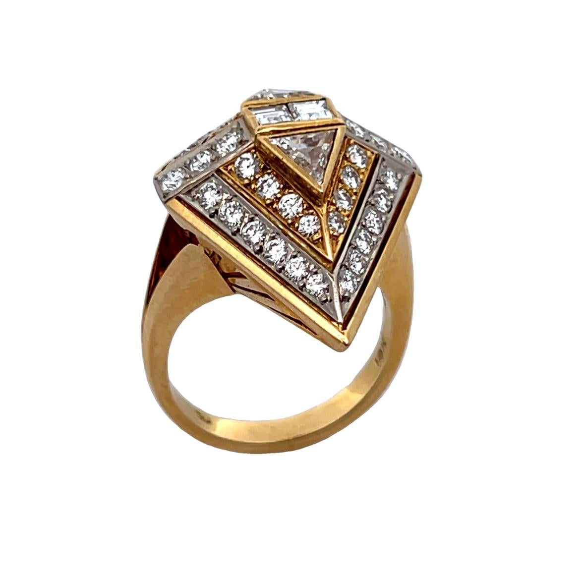 Large Size Navette Diamond Ring For Sale 4