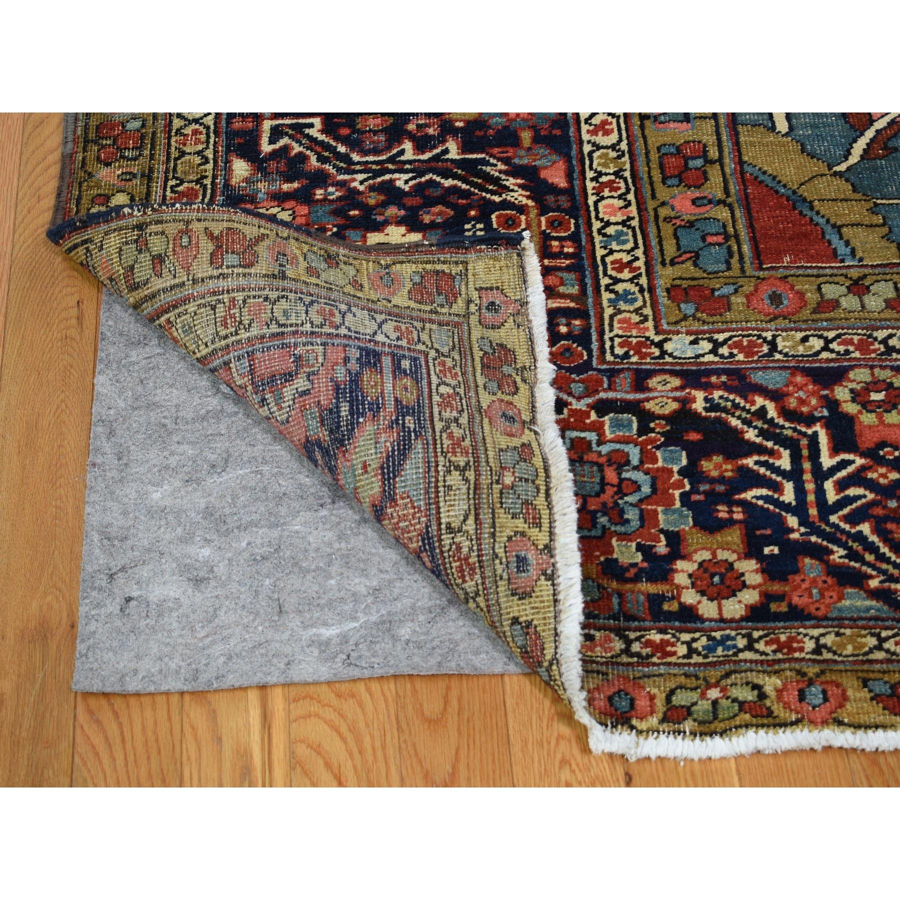 Hand-Knotted Large Size Original Antique Persian Serapi Heriz Some Wear Clean Rug For Sale