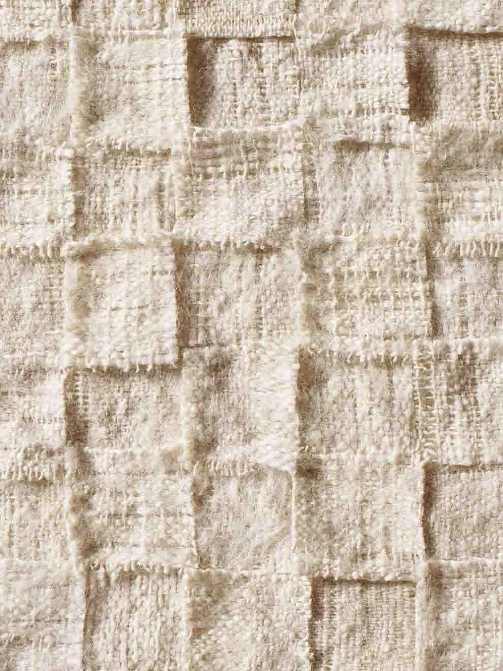 Großformatiges, weißes Wandgemälde aus handgewebter Wolle mit Textilkunstwerk, hergestellt aus handgewebter Wolle im Angebot 4