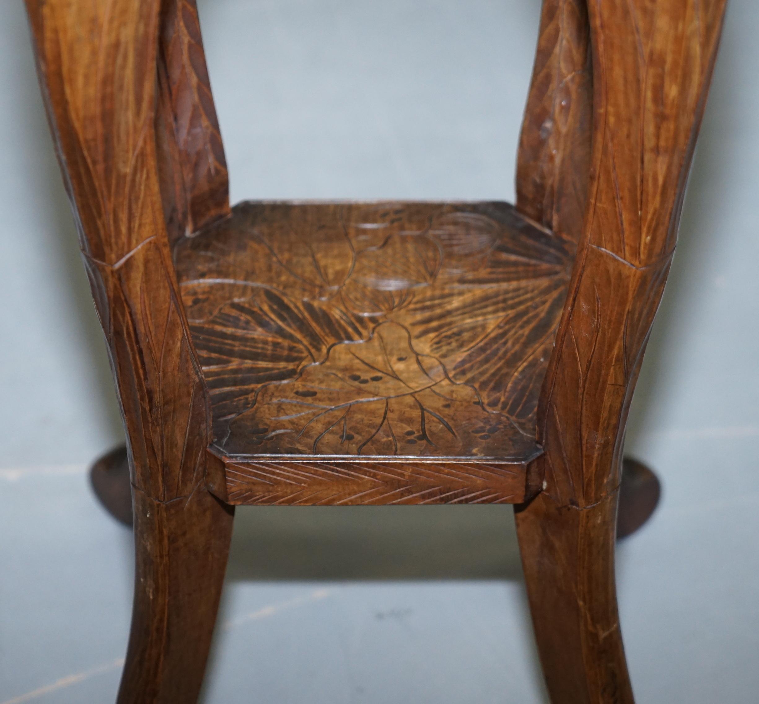 Large Sized 1905 Liberty's London Japanese Carved Jardinière Plant Bust Stand 1