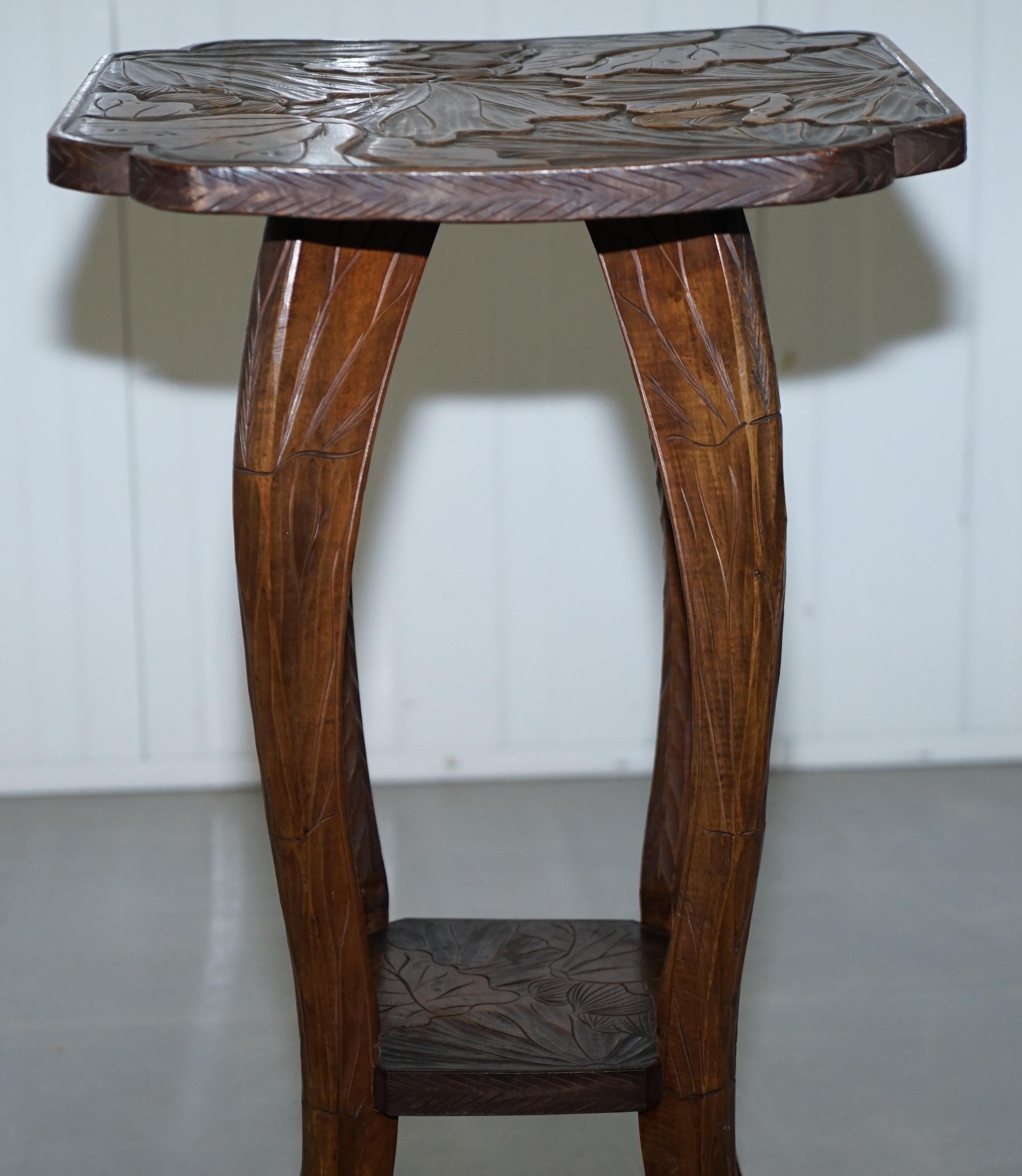 Early 20th Century Large Sized 1905 Liberty's London Japanese Carved Jardinière Plant Bust Stand