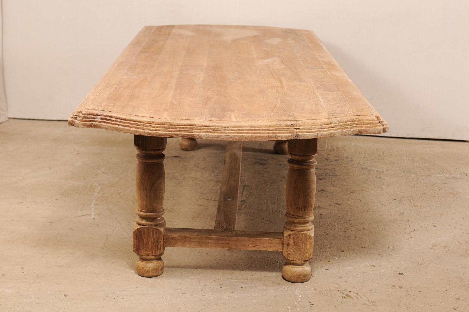 A 19th C. Anglo-Indian Light Teak Wood Dining Table w/Robust Legs, 11+ Ft Long 3