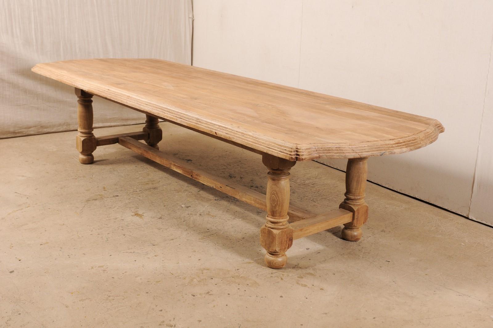A 19th C. Anglo-Indian Light Teak Wood Dining Table w/Robust Legs, 11+ Ft Long 1