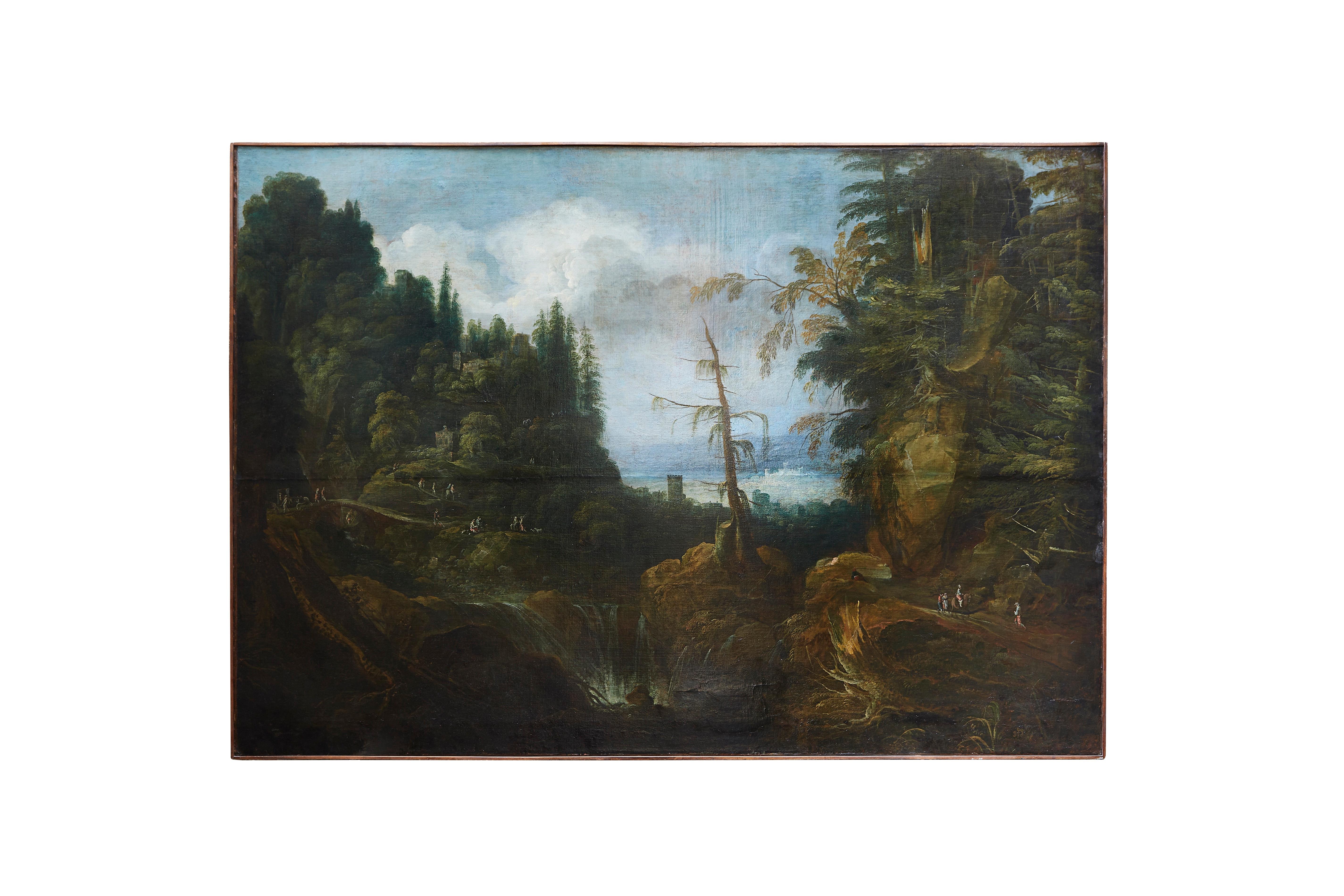 Canvas 18th Century, Venetian School Italian Landscape Oversize Painting For Sale