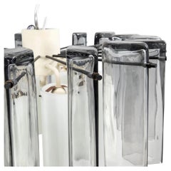 Large sized smokey/ Opaline Glass chandelier, Sweden, 1960