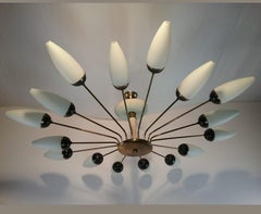 Large Sized Stilnovo Attributed Chandelier, Italy, 1960s