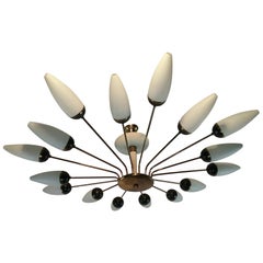 Large Sized Stilnovo Attributed Chandelier, Italy, 1960s