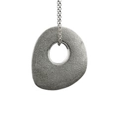 Large Skipping Pebble Pendant Necklace in Sterling Silver 925 by Leonie Simpson