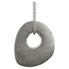 Large Skipping Pebble Pendant Necklace in Sterling Silver 925 by Leonie Simpson