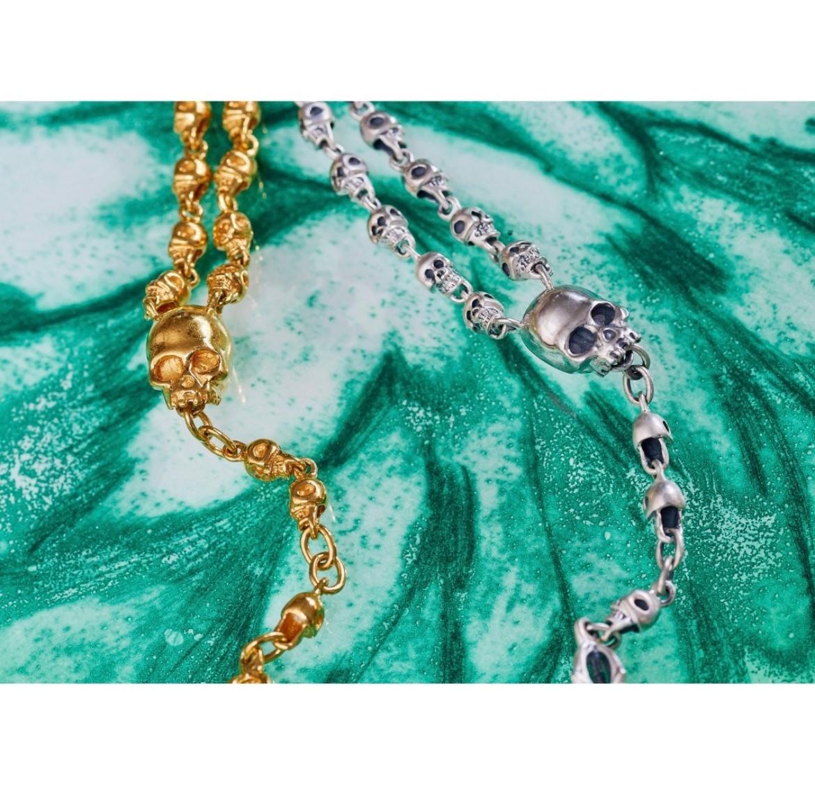 Large Skull Rosary Gold Plated In New Condition For Sale In London, GB