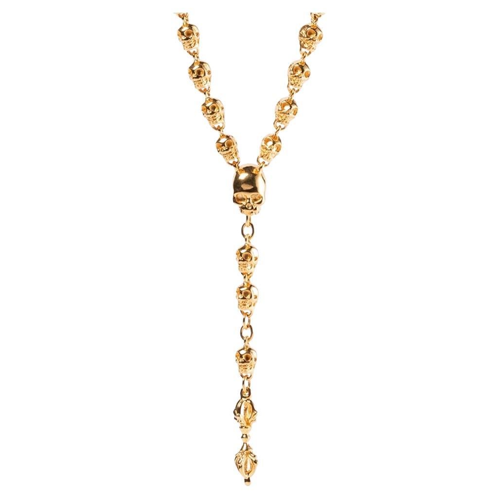 Large Skull Rosary Gold Plated For Sale
