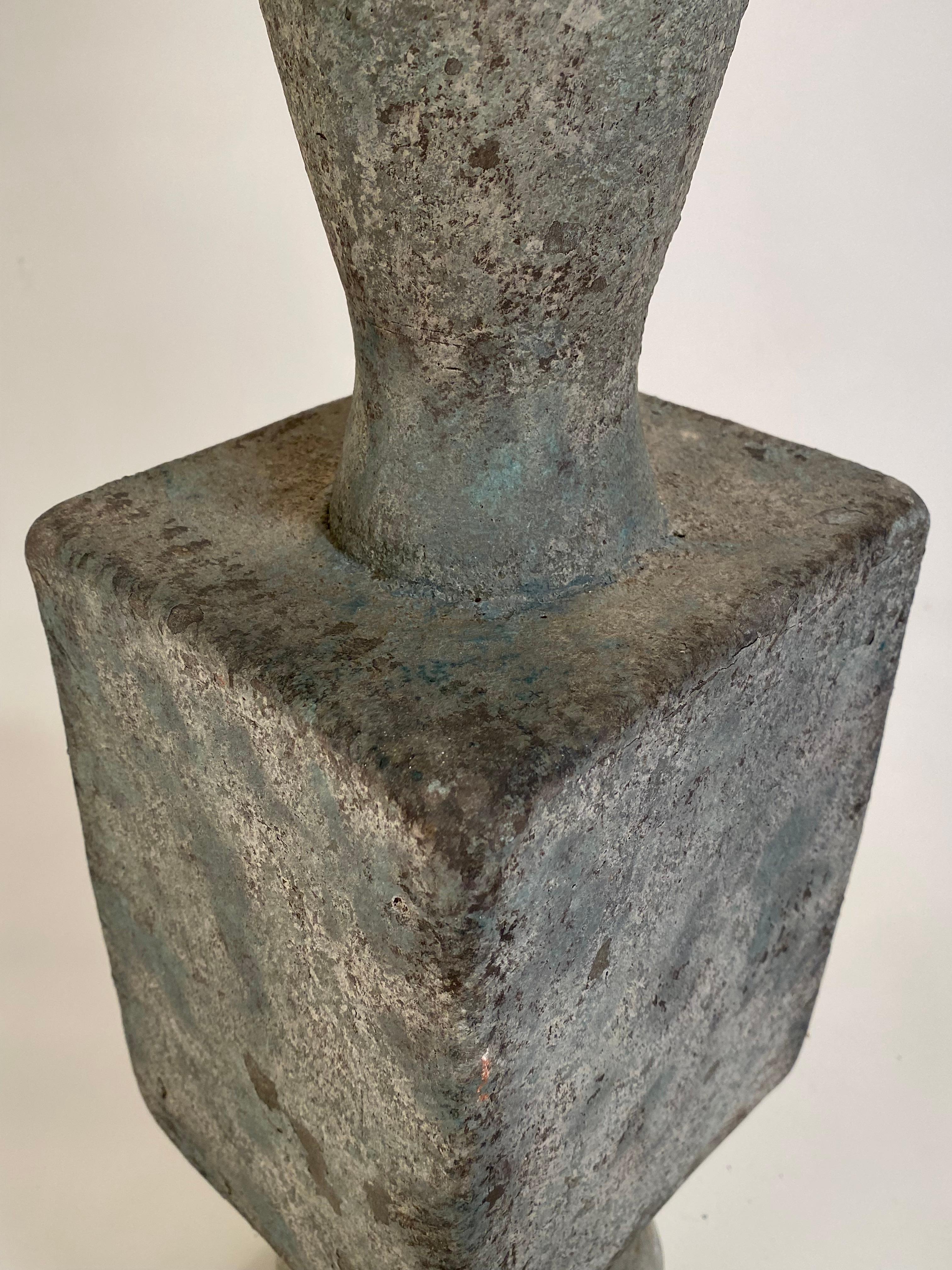 American Large Slab Built Volcanic Glaze Architectural Pottery Vase, 1959 For Sale