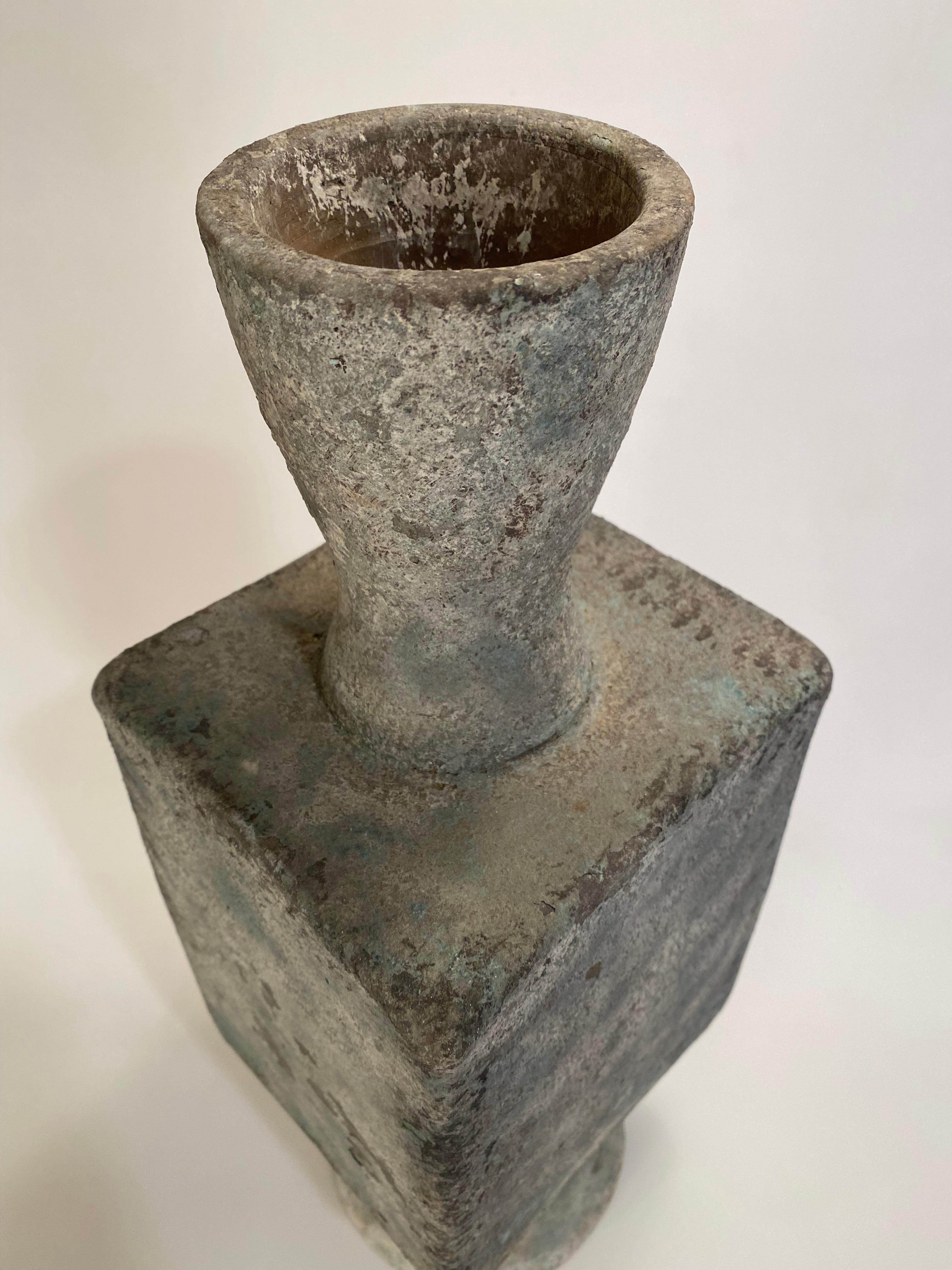 Large Slab Built Volcanic Glaze Architectural Pottery Vase, 1959 In Good Condition For Sale In Garnerville, NY