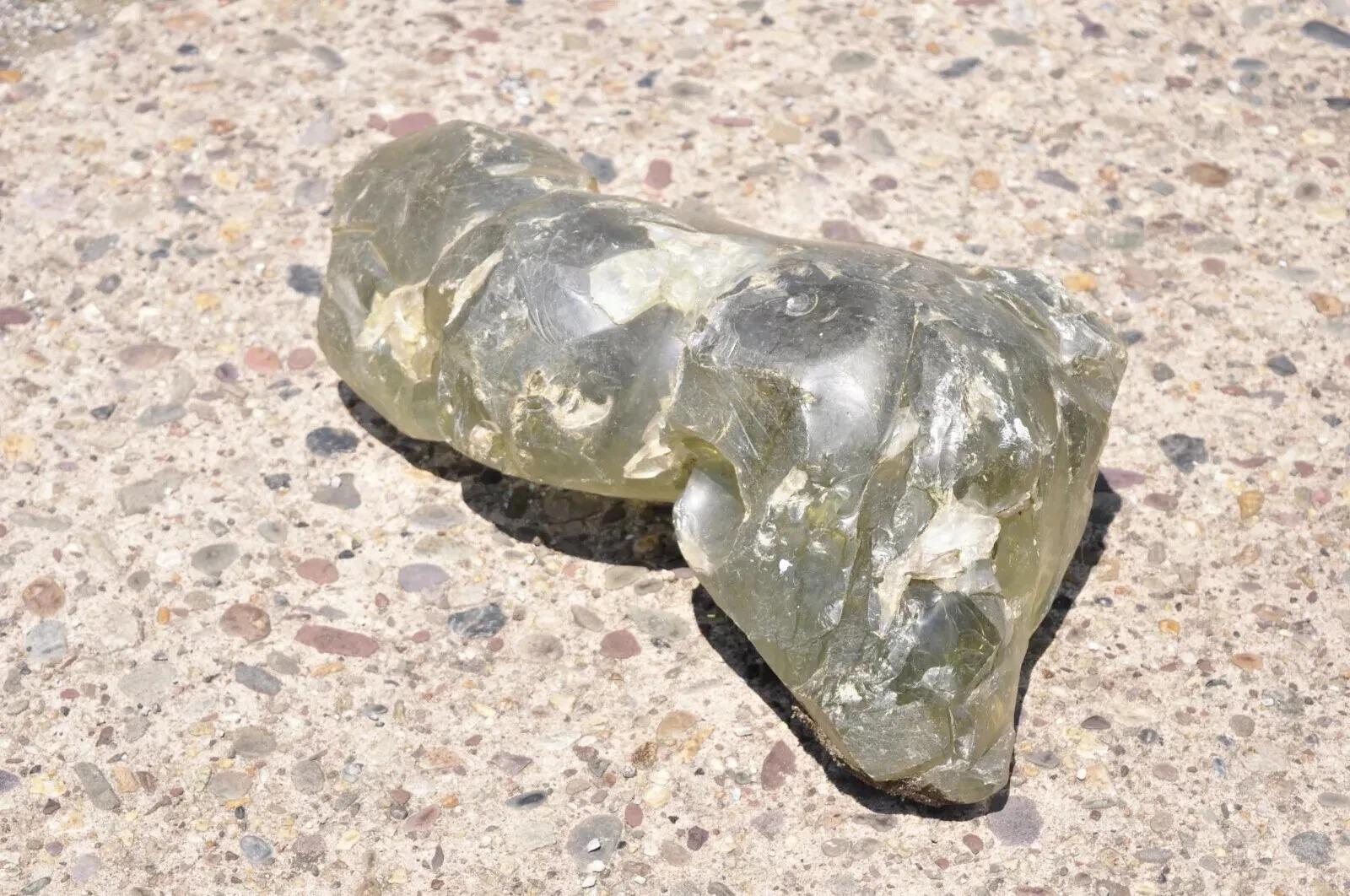 Large Slag Glass Green Chunk Natural Specimen Rock Approx 45 Pound Stone Garden Element. Circa Late 20th Century. Dimensions : 7