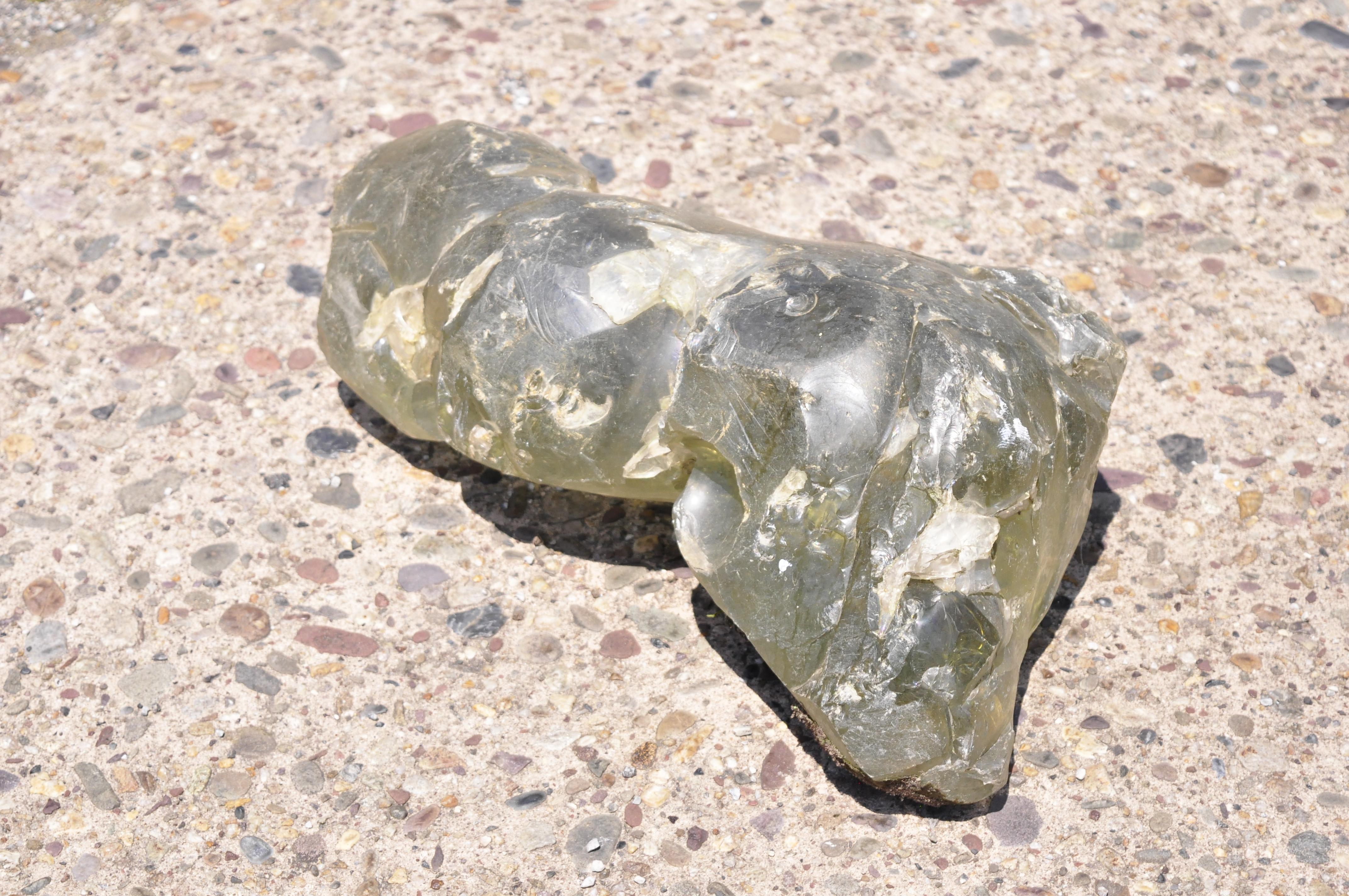 Large slag glass green chunk rock 45 lbs stone garden element. Item Approx. 45 lbs, Circa 20th century. Measurements: 7