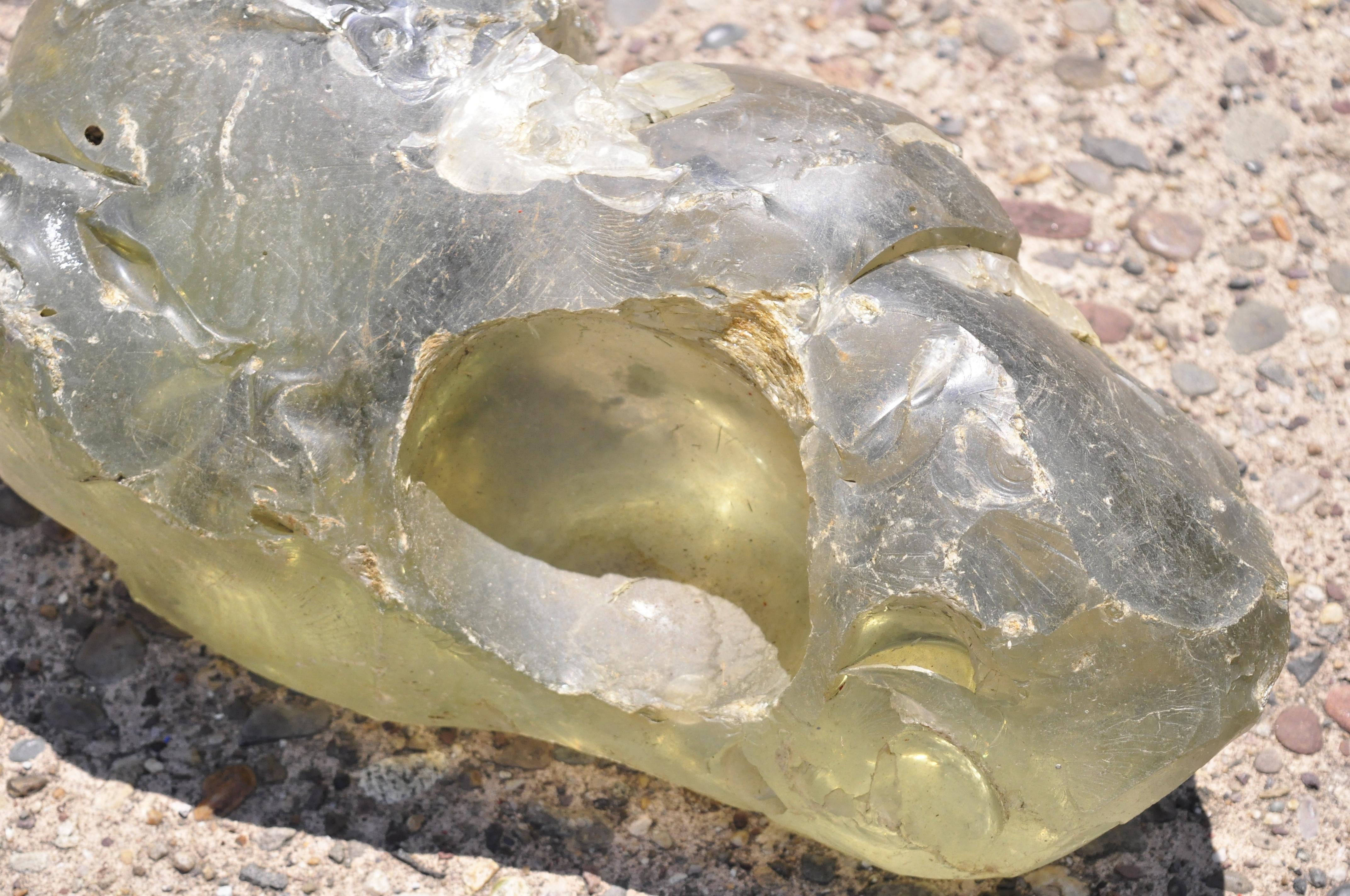 Large Slag Glass Green Chunk Rock 45 lbs Stone Garden Element In Good Condition For Sale In Philadelphia, PA