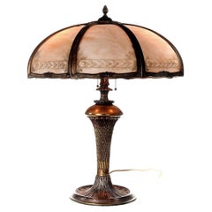 Used Large Slag Glass Table Lamp