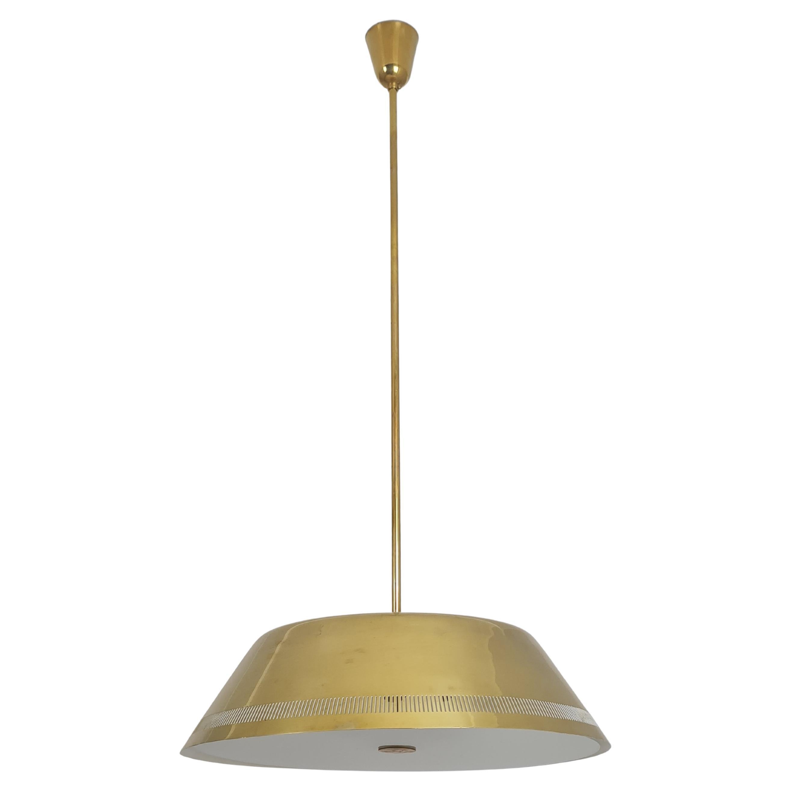 Large Slat Perforated Brass Ceiling Lamp Model 82500 for Idman, 1950s