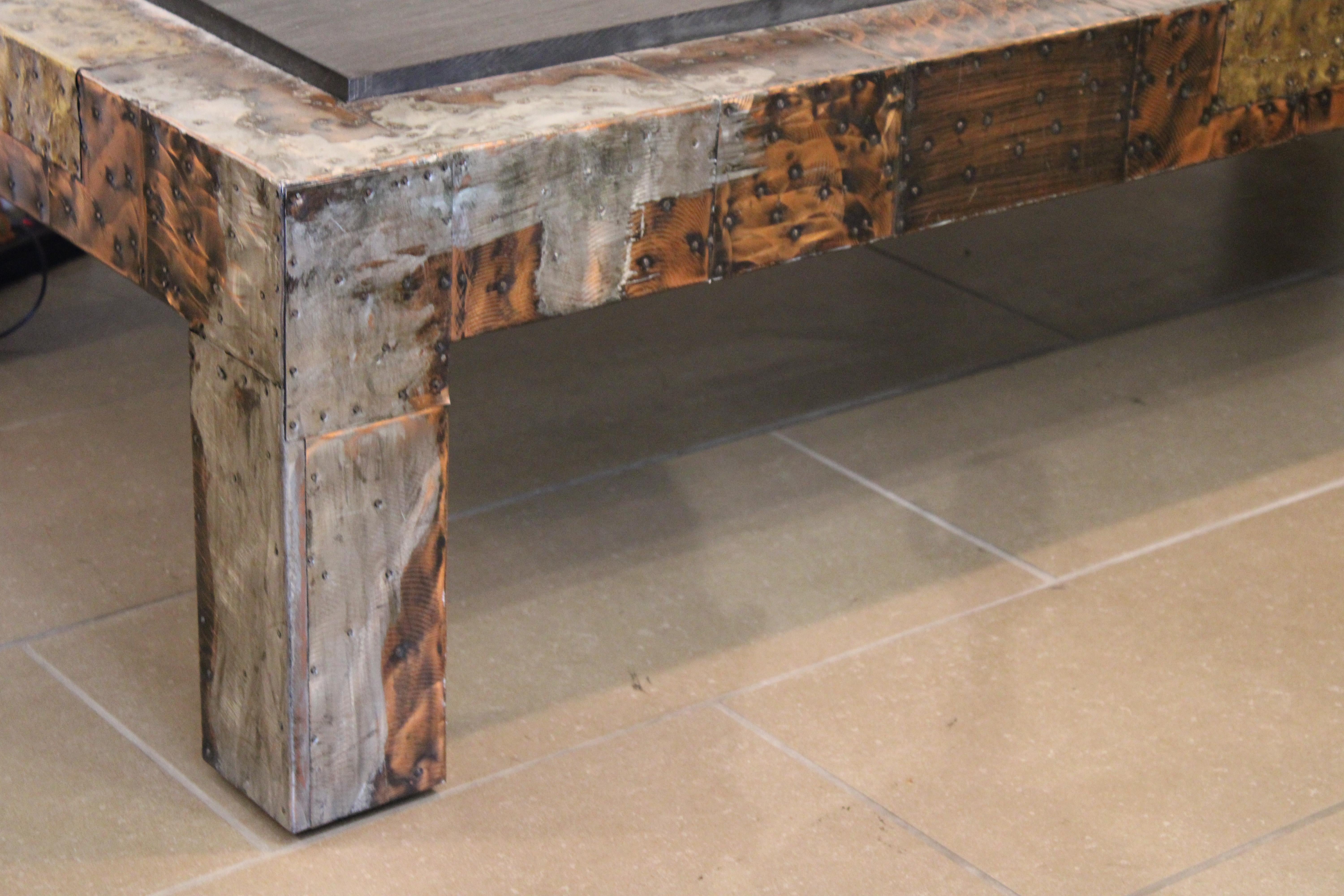 Late 20th Century Large Slate Top Patchwork Coffee Table by Paul Evans For Sale