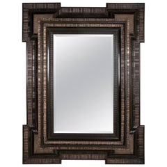 Large Slivered Metal Mounted Dutch Mirror