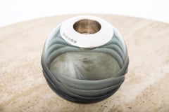 Large Smoke Gray Crystal Match Strike / Holder Marked British Sterling