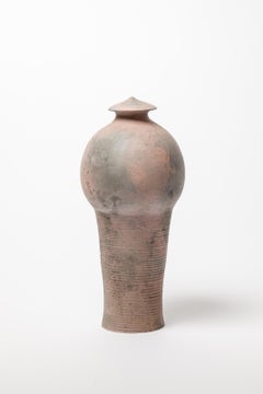 Large smoked ceramic grey decorative box or pot by ATOI circa 2010 35 cm unique