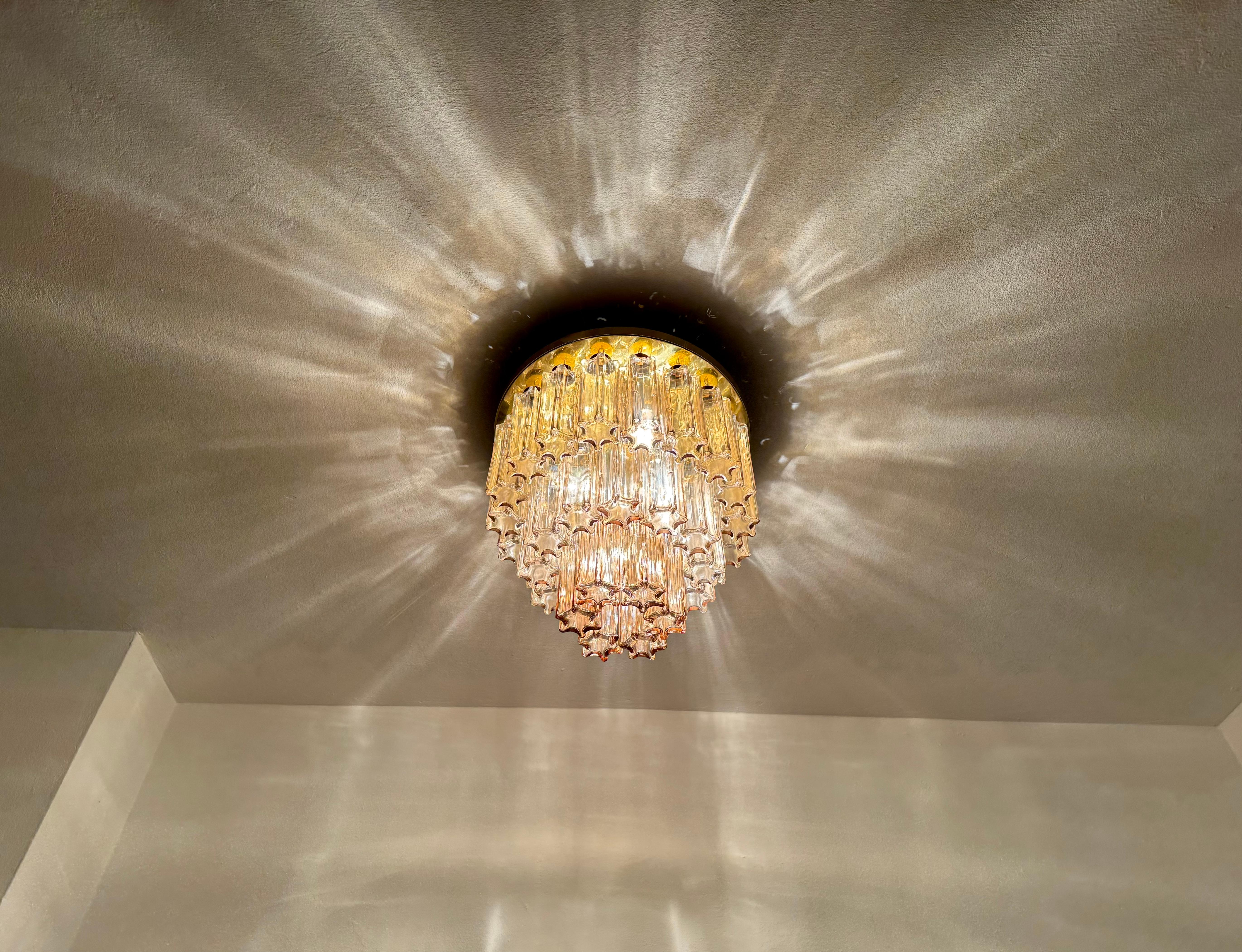 Grande lampadario a filo in vetro fumé e ottone di Glashütte Limburg in vendita 5