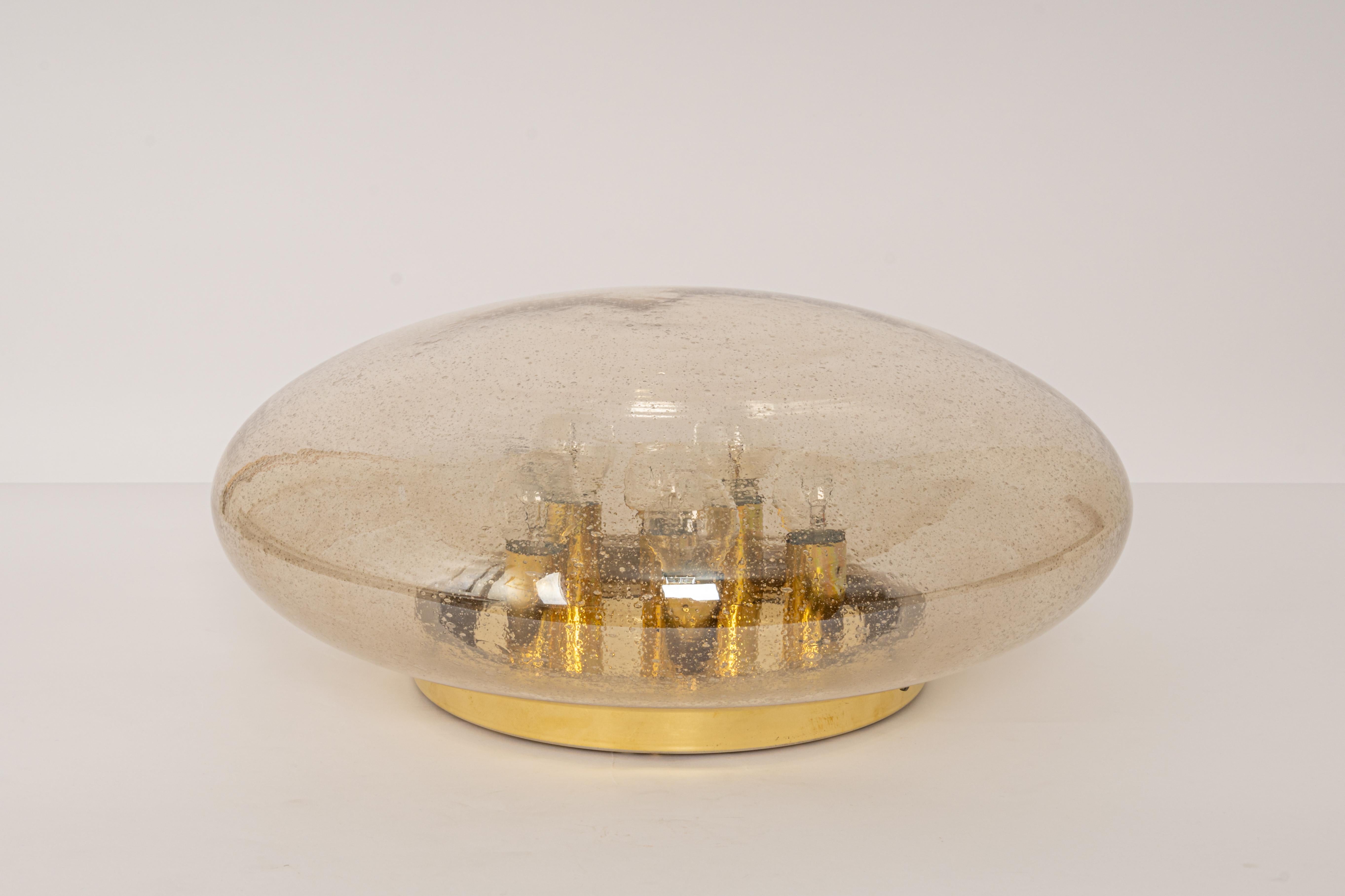 Large Smoked Glass Flush Mount by Limburg, Germany, 1960s For Sale 5