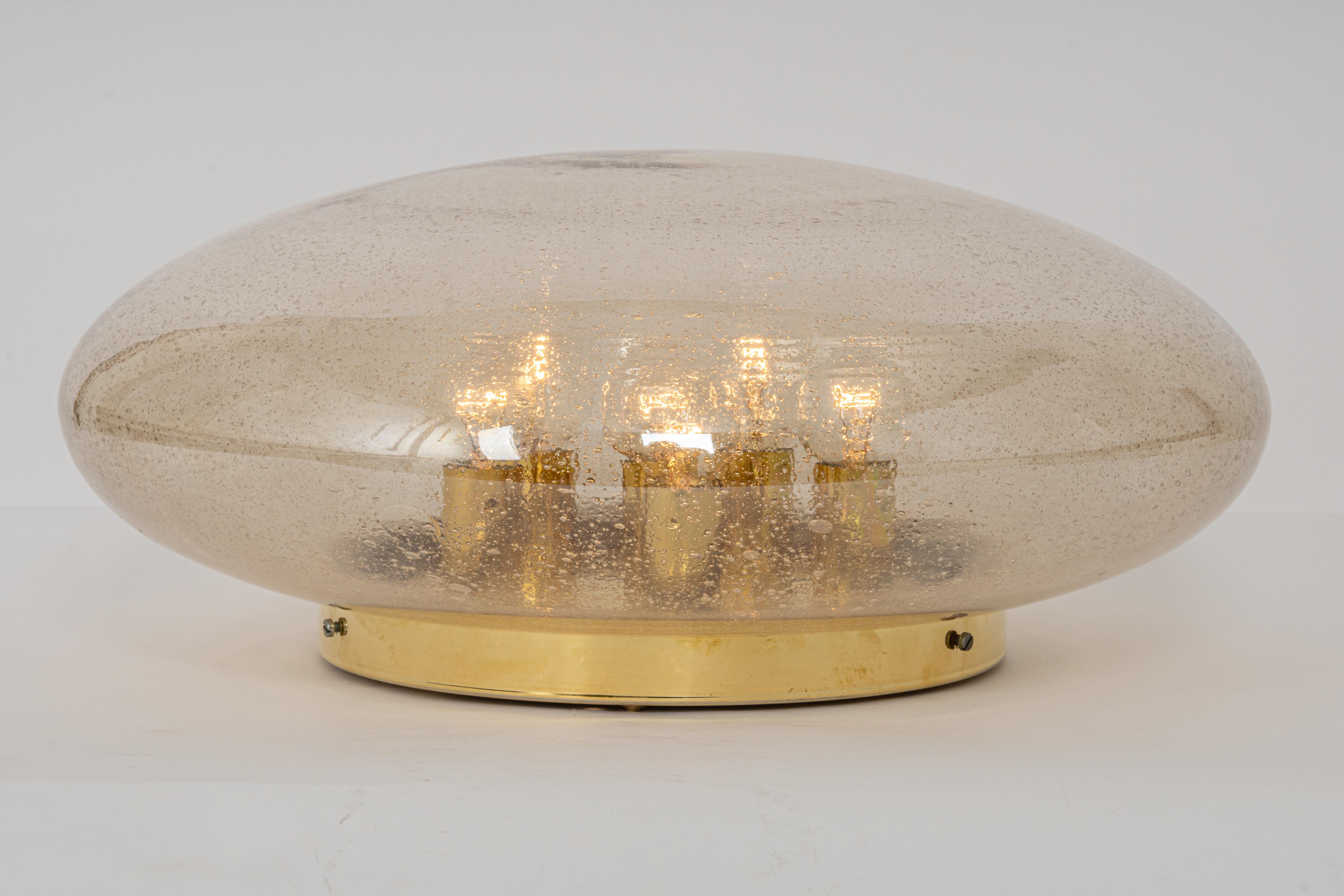 Mid-20th Century Large Smoked Glass Flush Mount by Limburg, Germany, 1960s For Sale