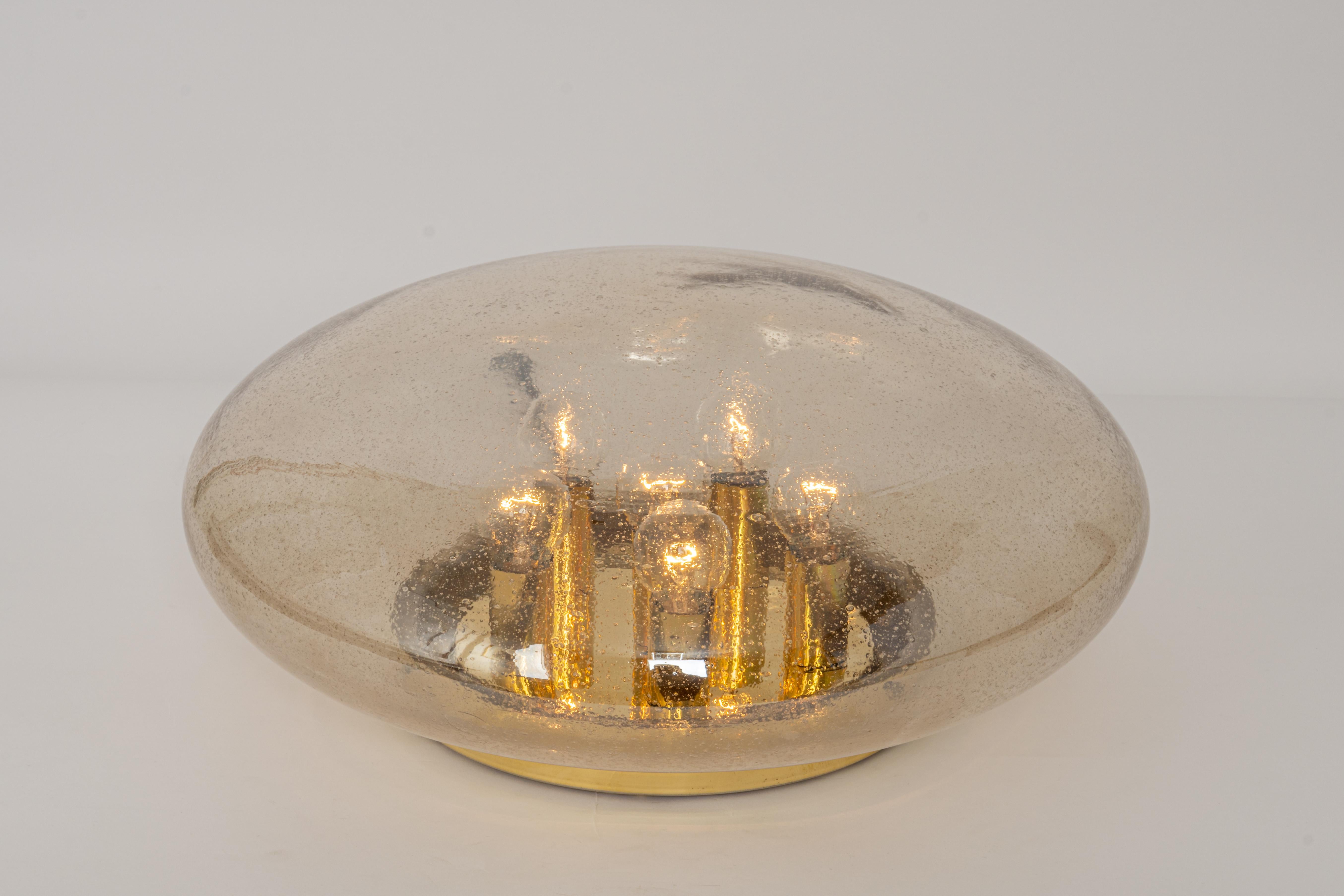 Large Smoked Glass Flush Mount by Limburg, Germany, 1960s For Sale 3