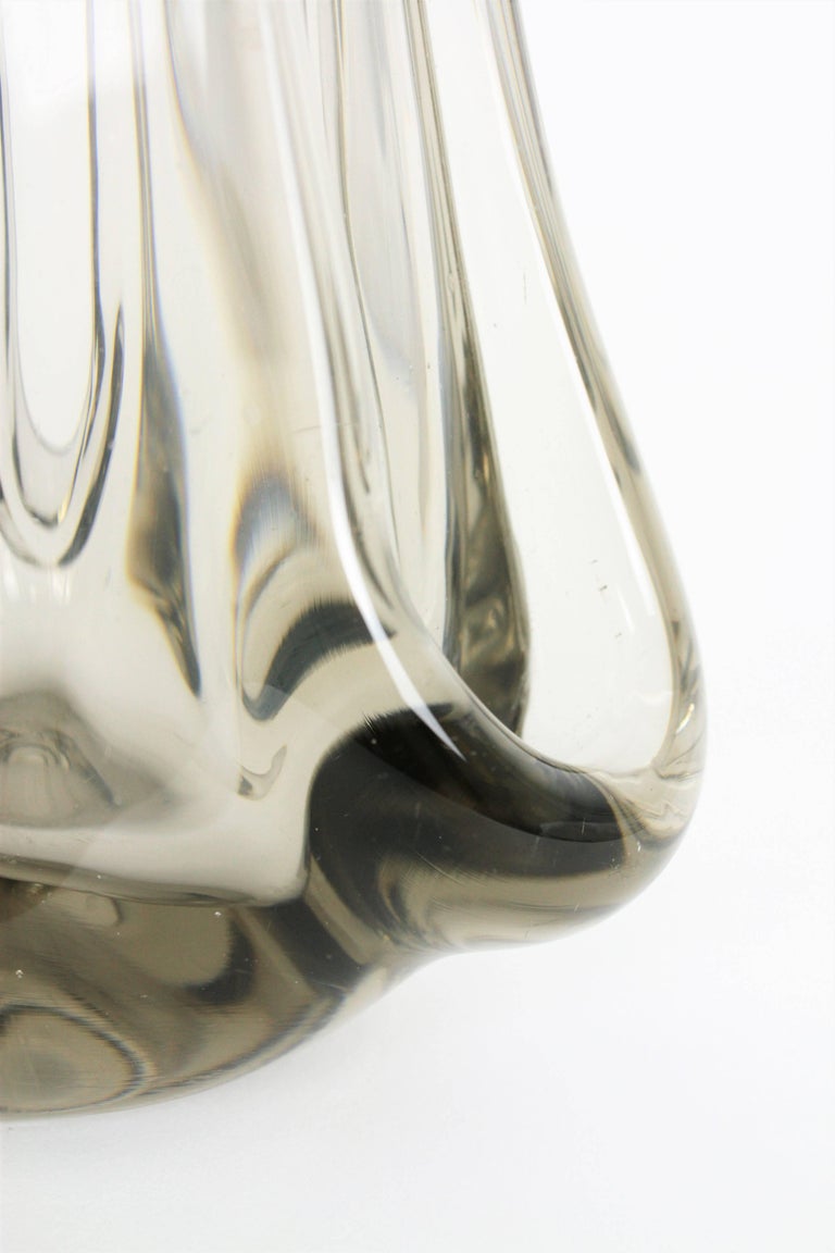 Large Smoked Murano Glass Vase In Good Condition For Sale In Barcelona, ES