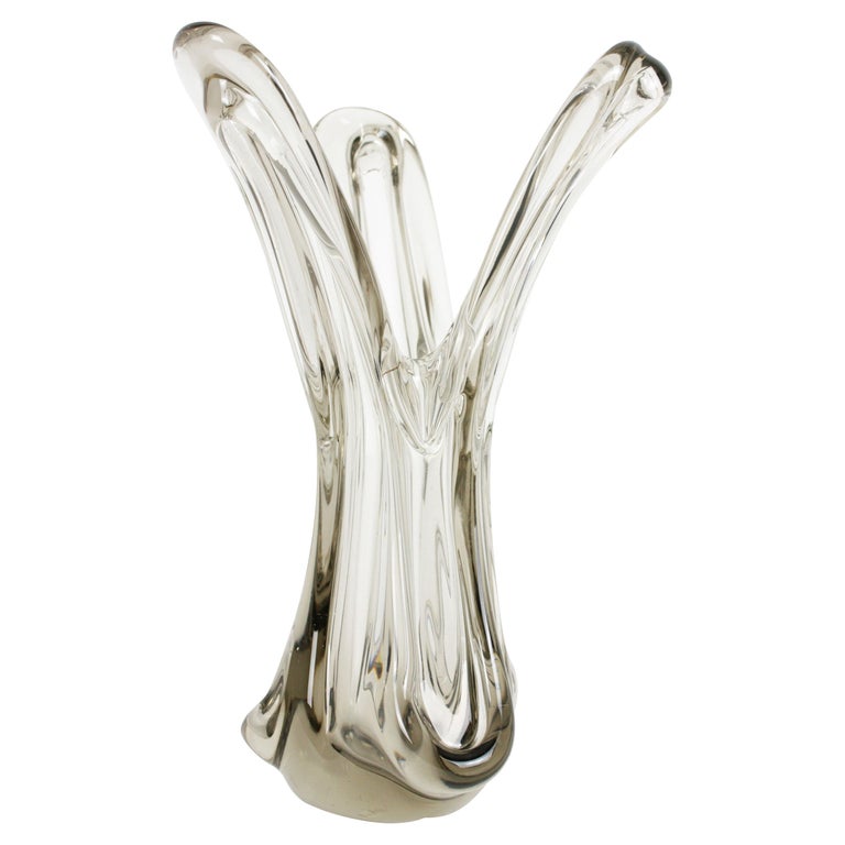 Large Smoked Murano Glass Vase For Sale