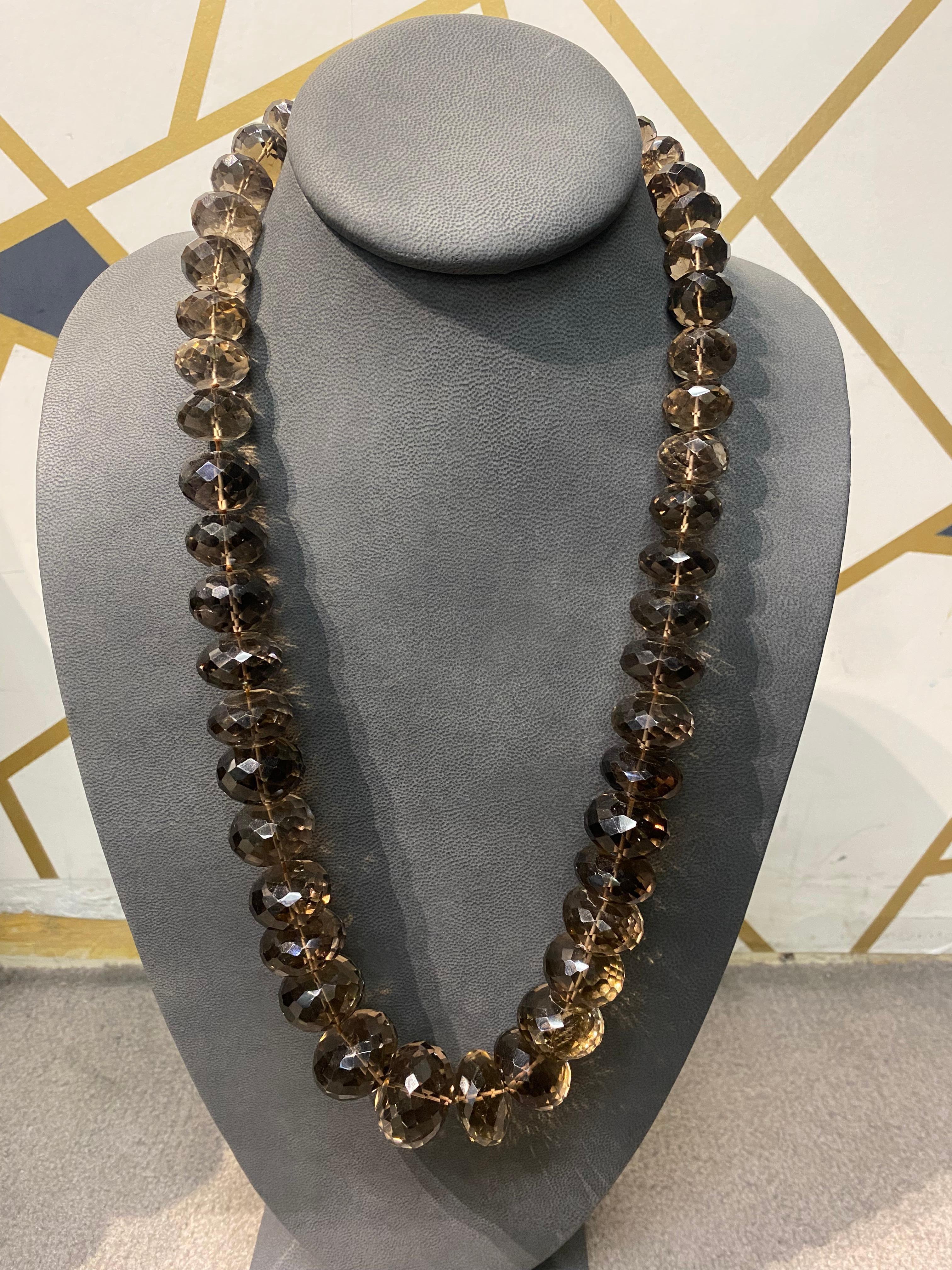Large Smokey Quartz Bead Necklace For Sale 1