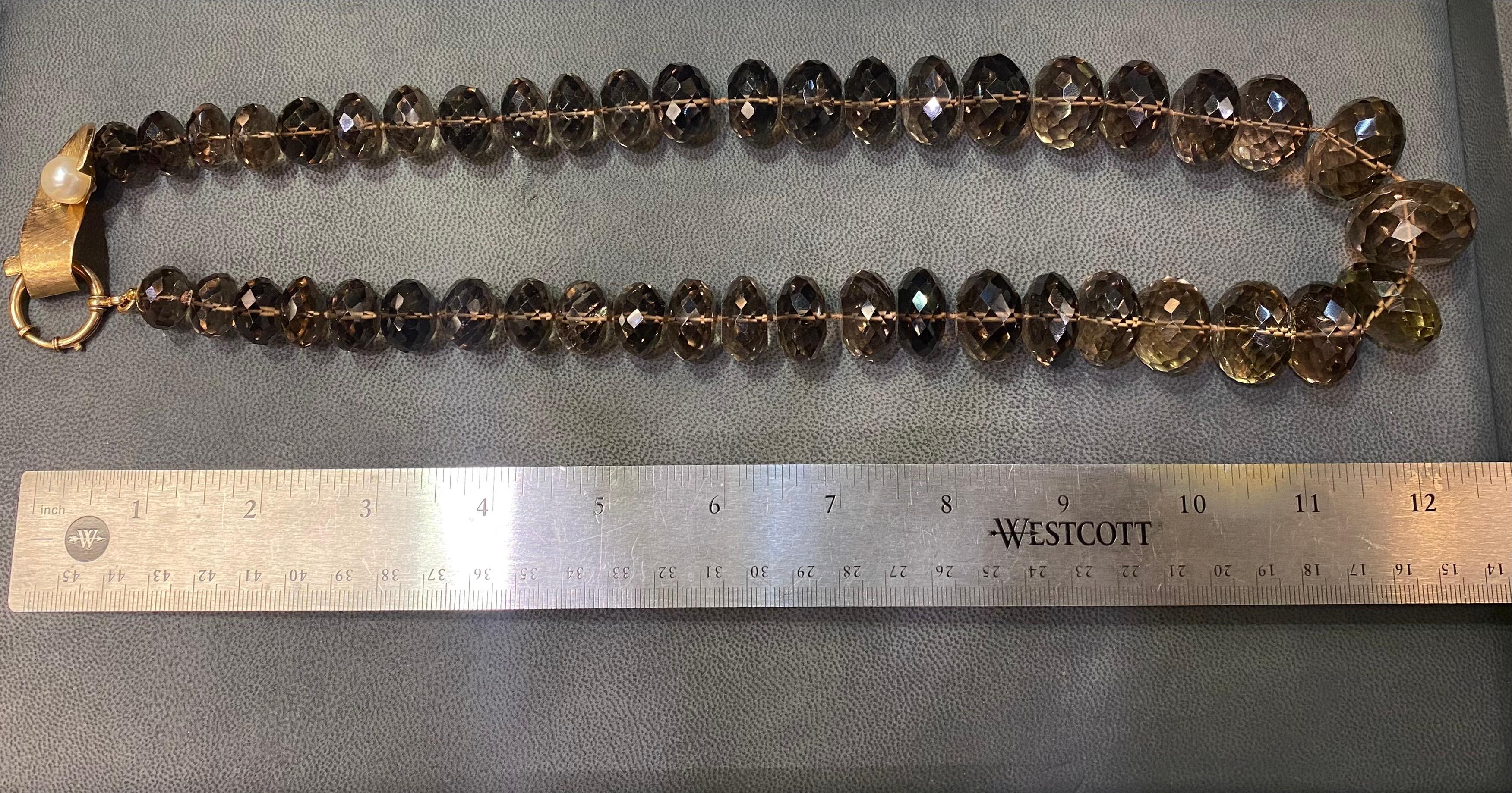 Large Smokey Quartz Bead Necklace For Sale 2