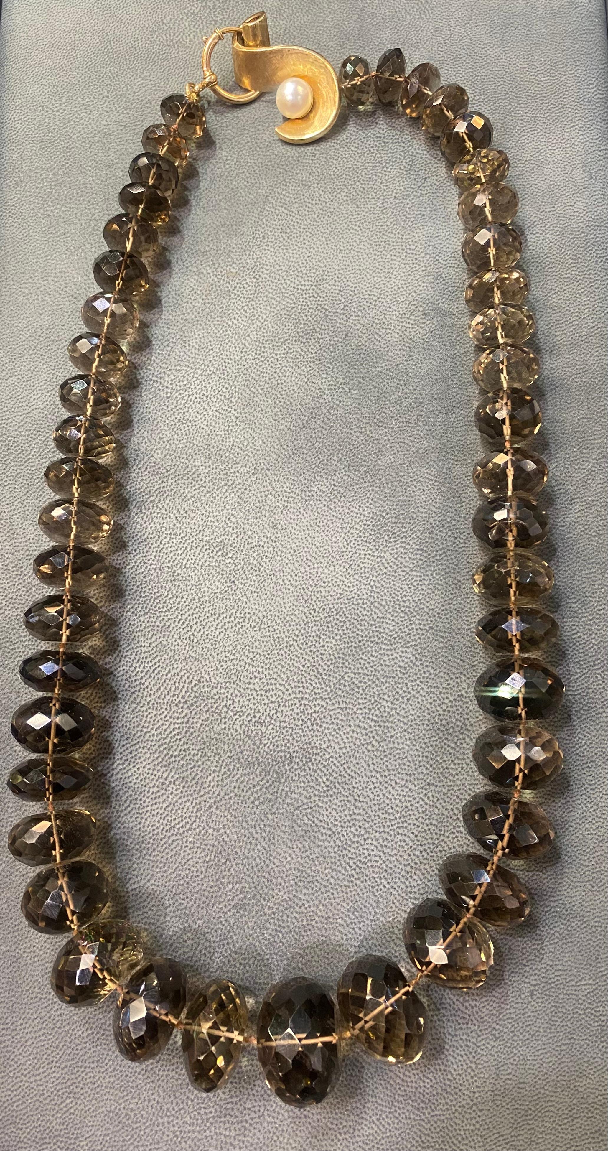 Large Smokey Quartz Bead Necklace For Sale 3