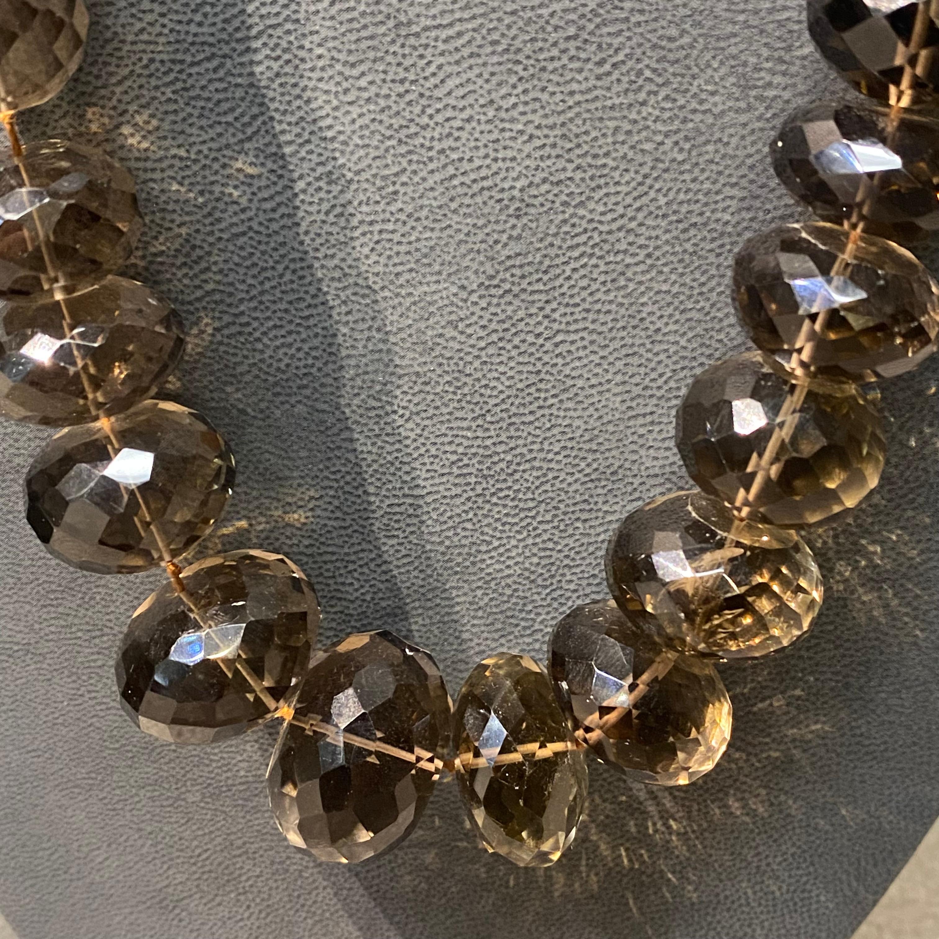 Large Smokey Quartz Bead Necklace For Sale 4