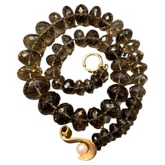 Large Smokey Quartz Bead Necklace