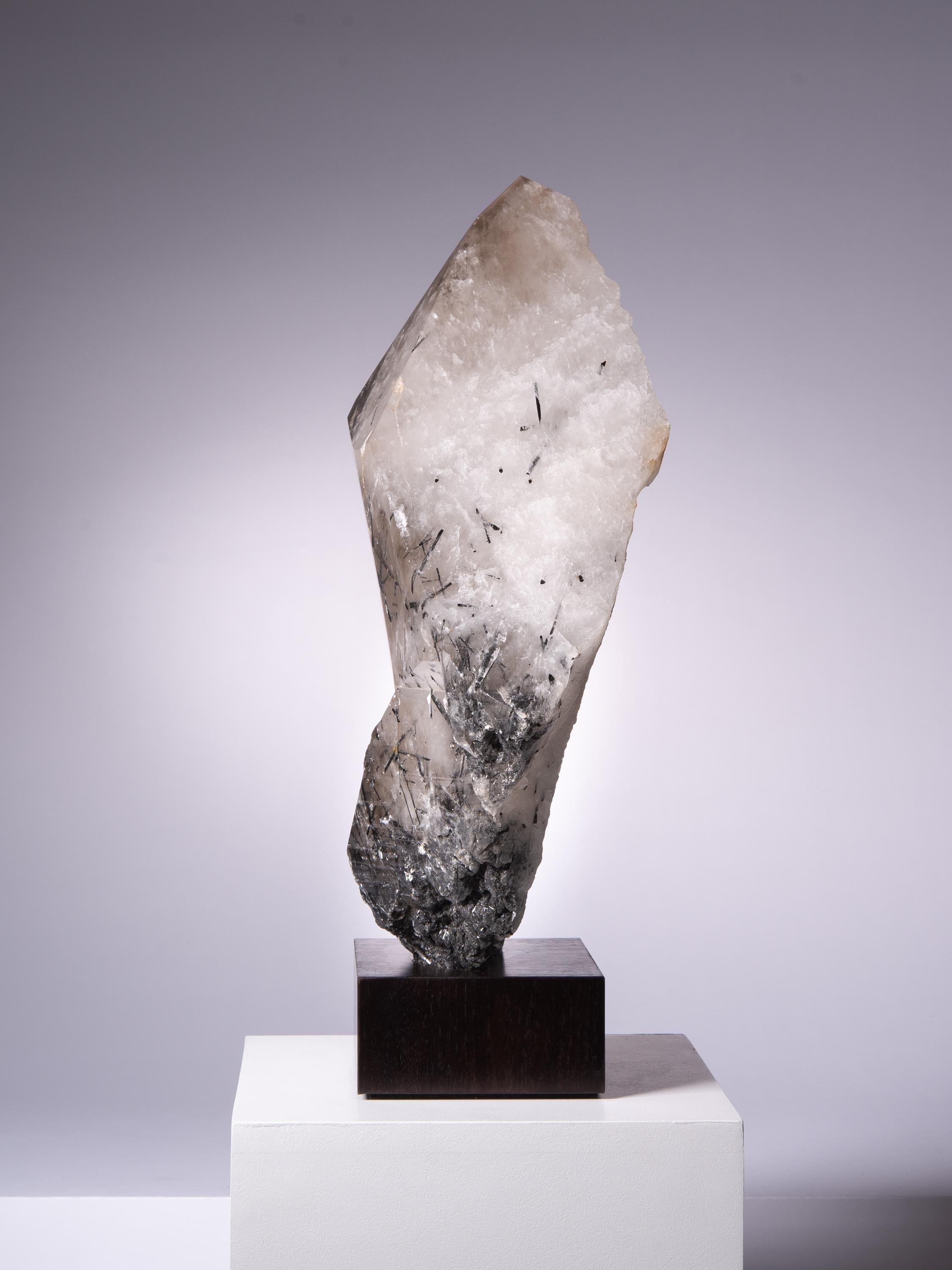 Brazilian Large Smokey Quartz Crystal with Black Tourmaline For Sale