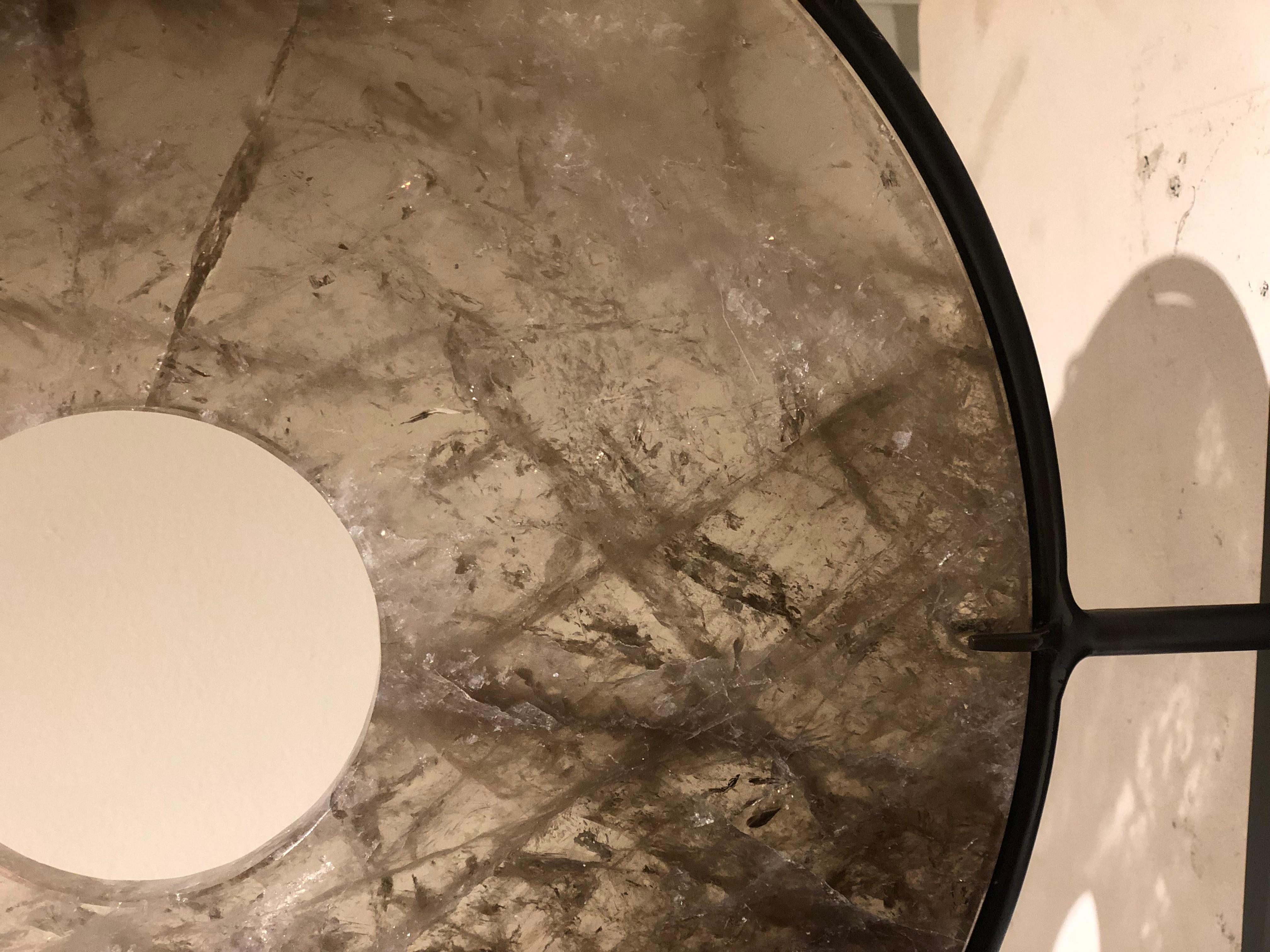 Large Smoky Grey Rock Crystal Quartz Disk For Sale 2